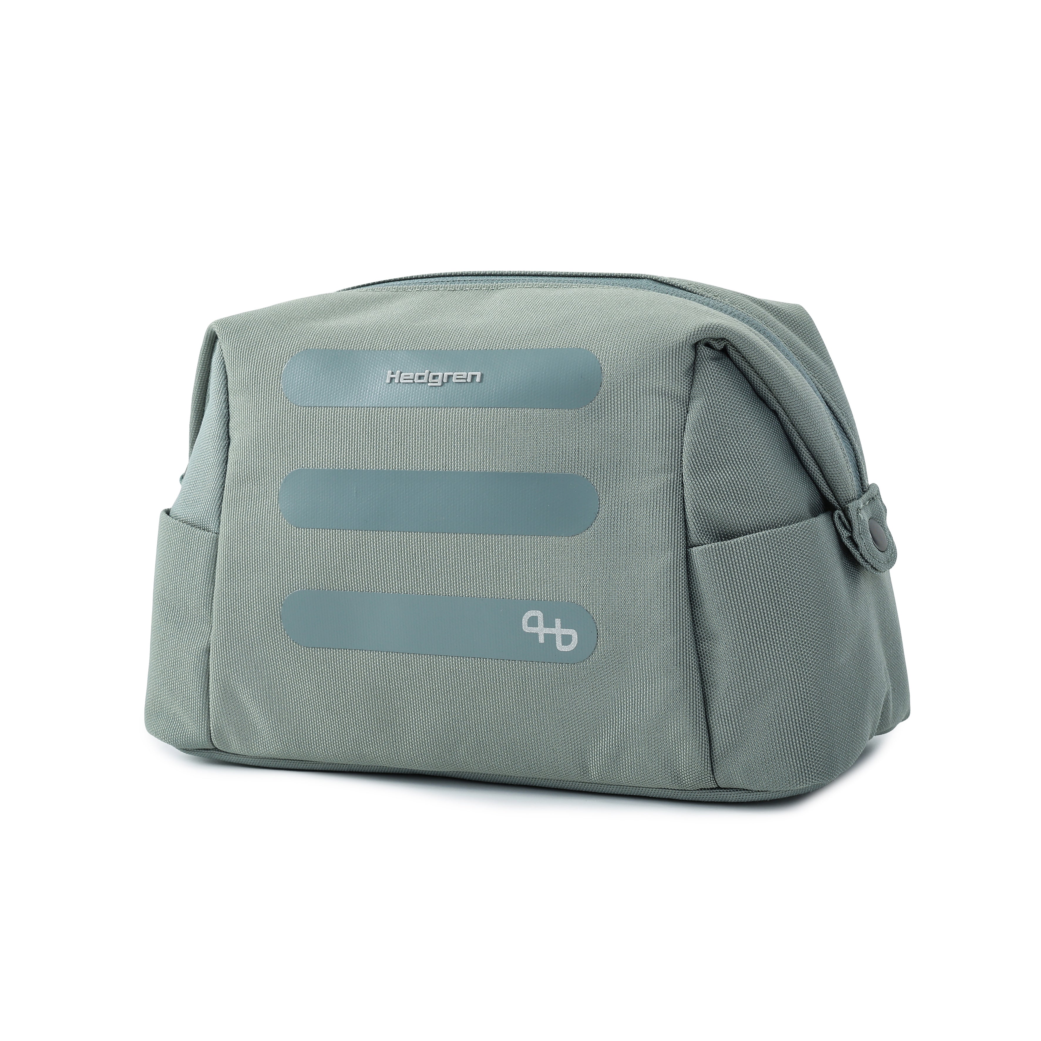 Front angled view of Hedgren BREAK Toiletry Bag in Grey Green