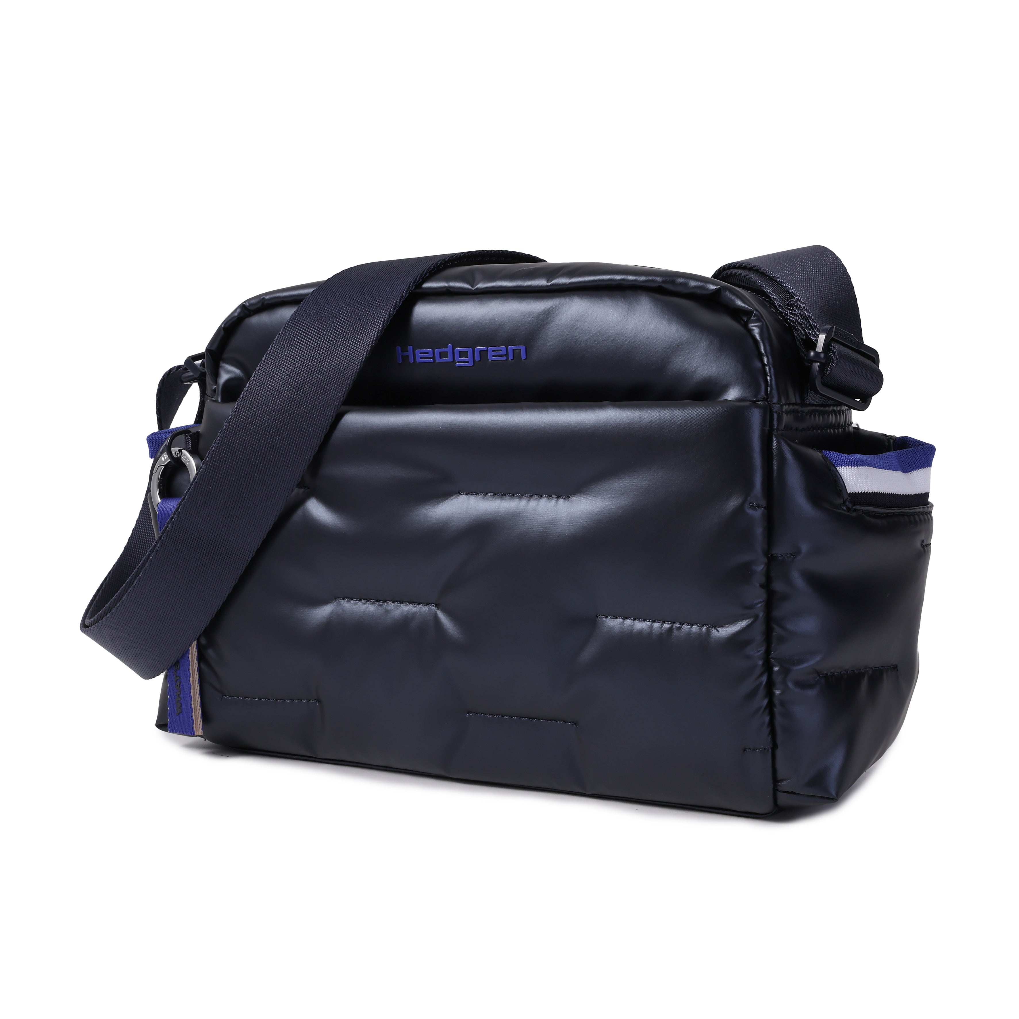 Front angled view of Hedgren COZY Shoulder Bag in Peacoat Blue