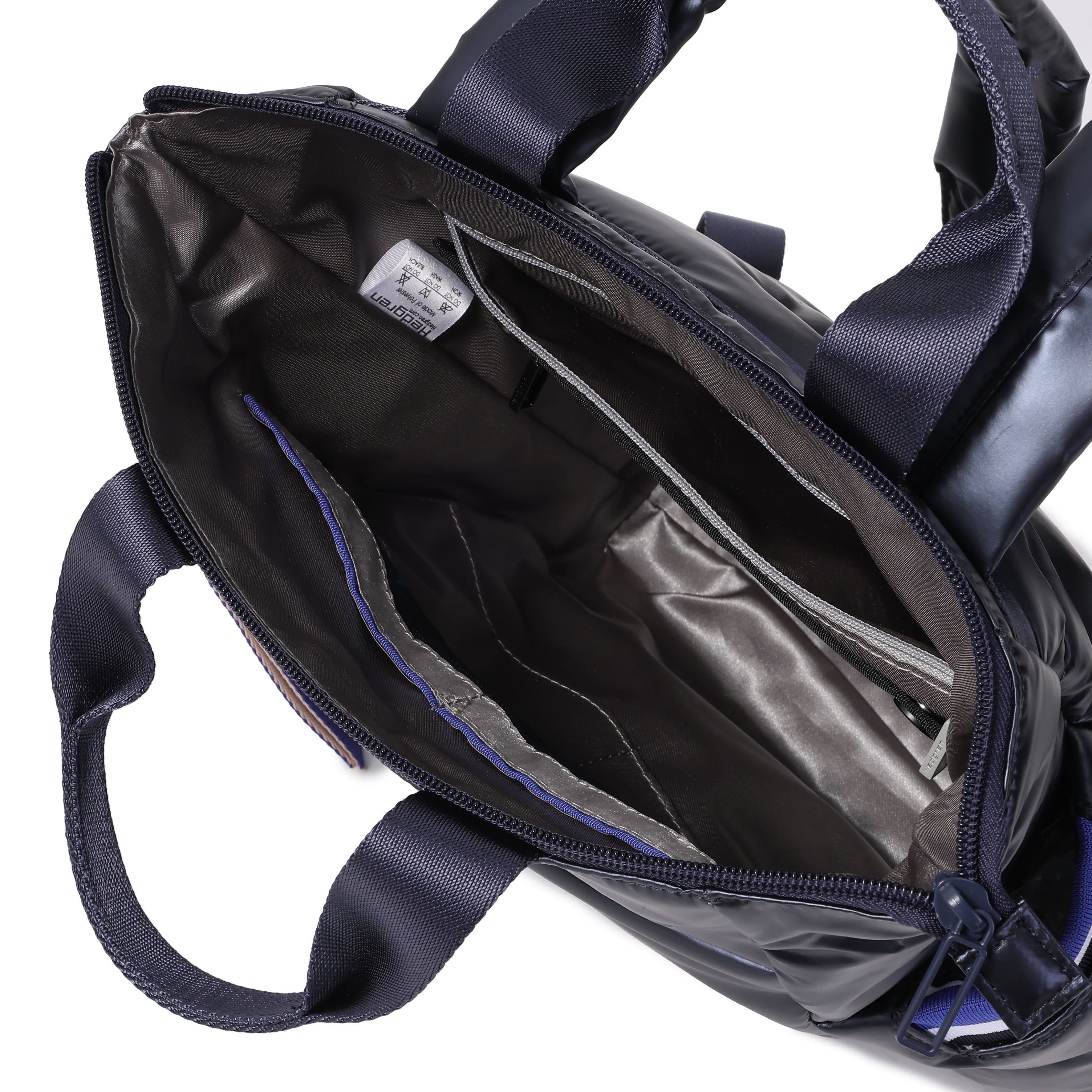 Interior of Hedgren COMFY Backpack in Peacoat Blue
