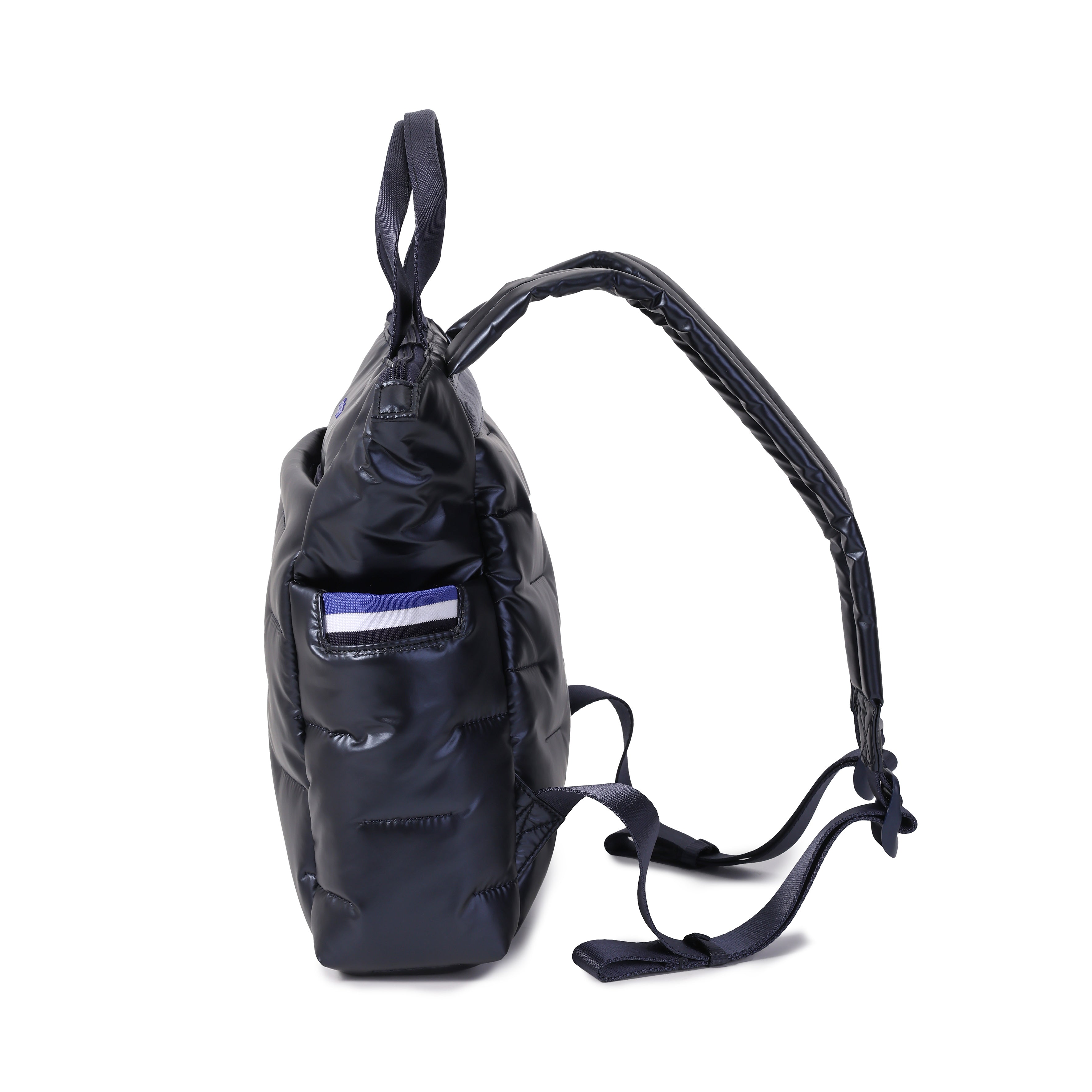 Side view of Hedgren COMFY Backpack in Peacoat Blue