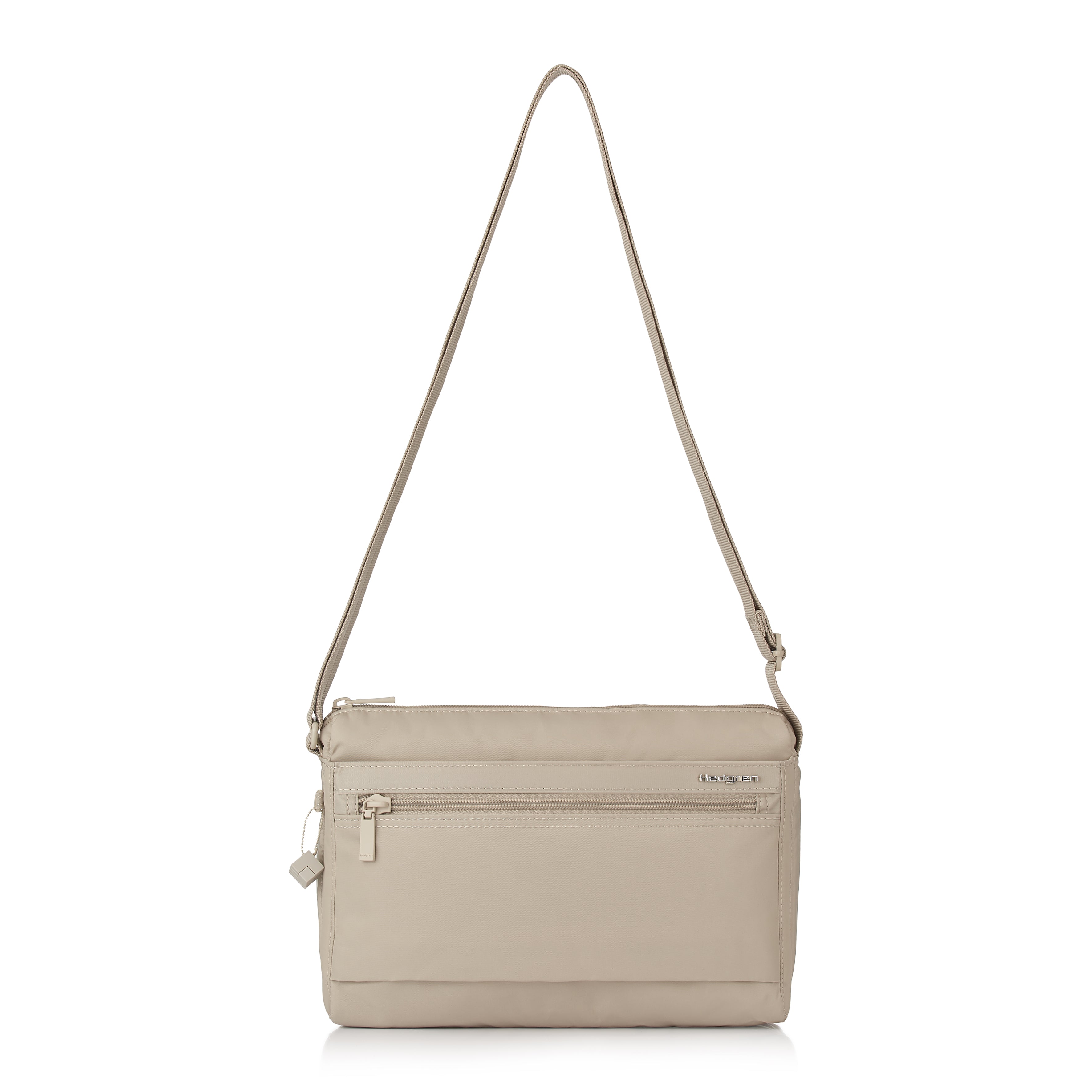 Hedgren EYE MEDIUM Crossbody in Cashmere Beige with strap extended
