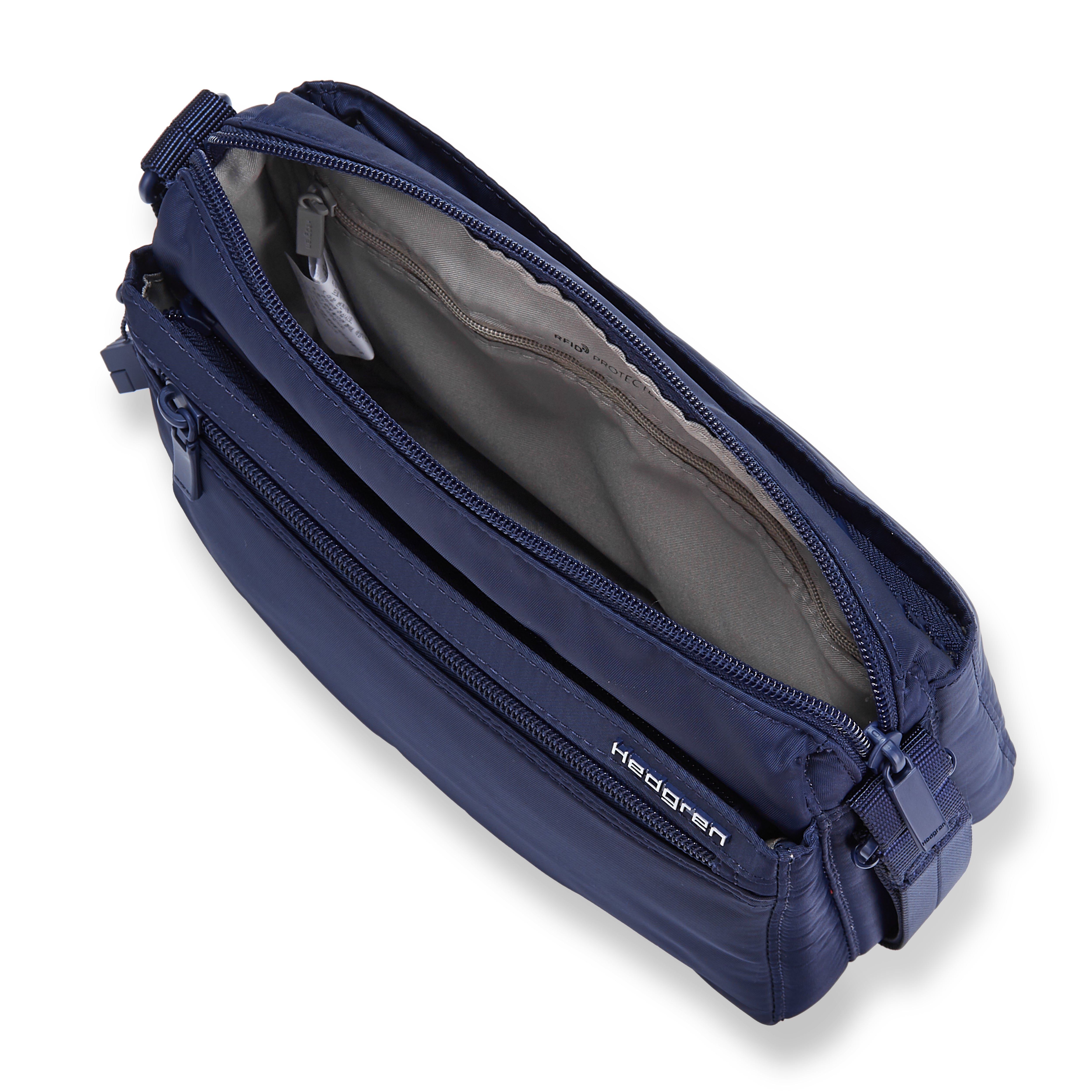 Interior of Eye RFID Shoulder Bag #color_total eclipse navy