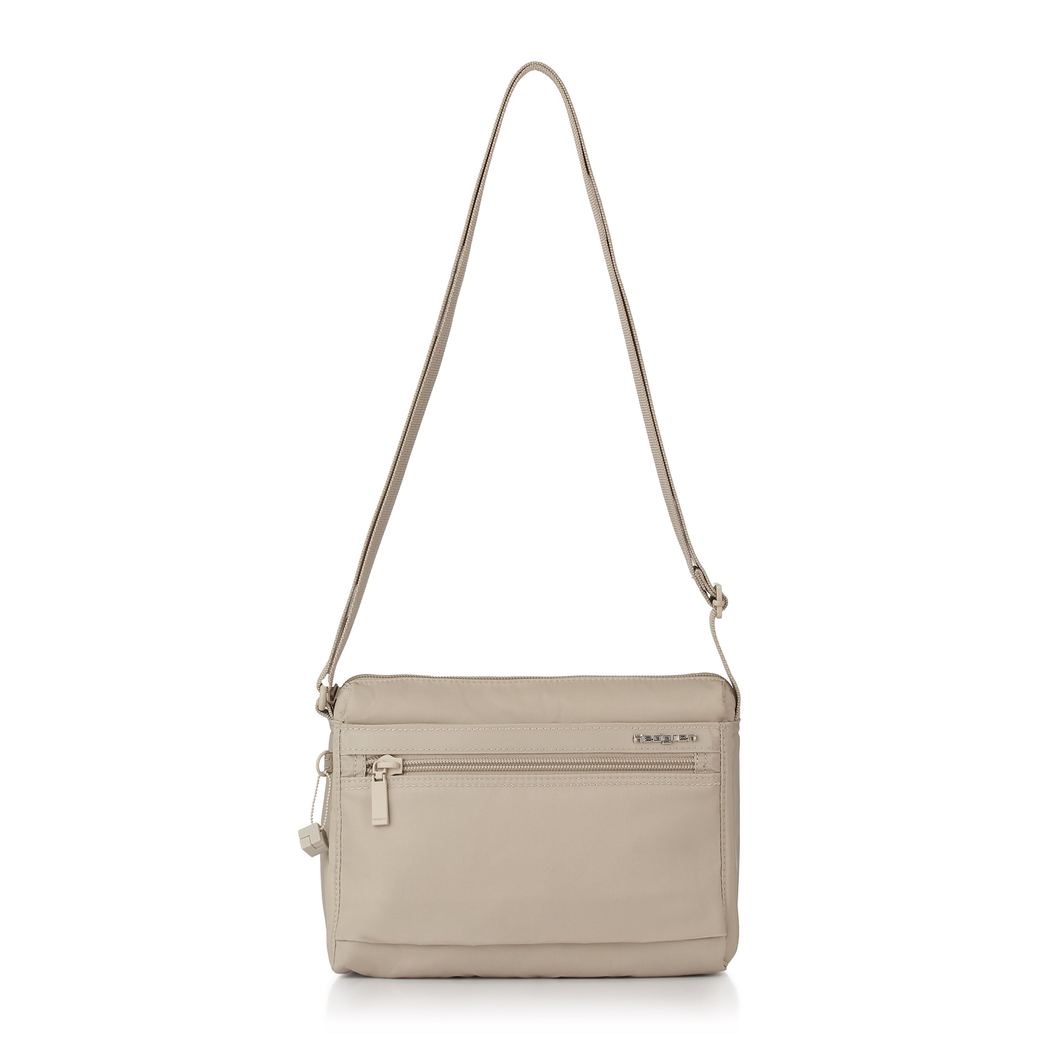 Eye RFID Shoulder Bag with strap extended #color_cashmere beige