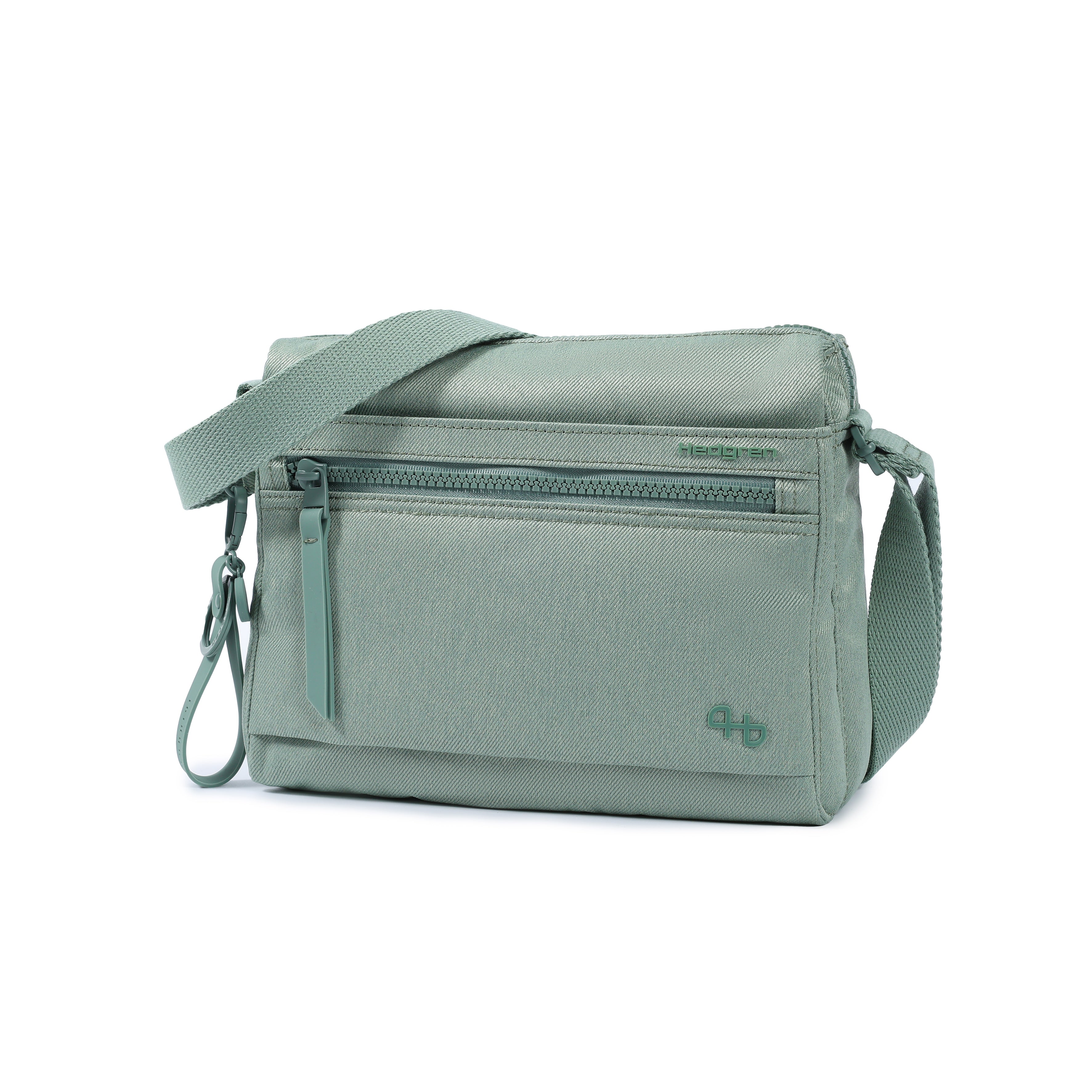 Front angled view of Eye RFID Shoulder Bag #color_lily pad jean