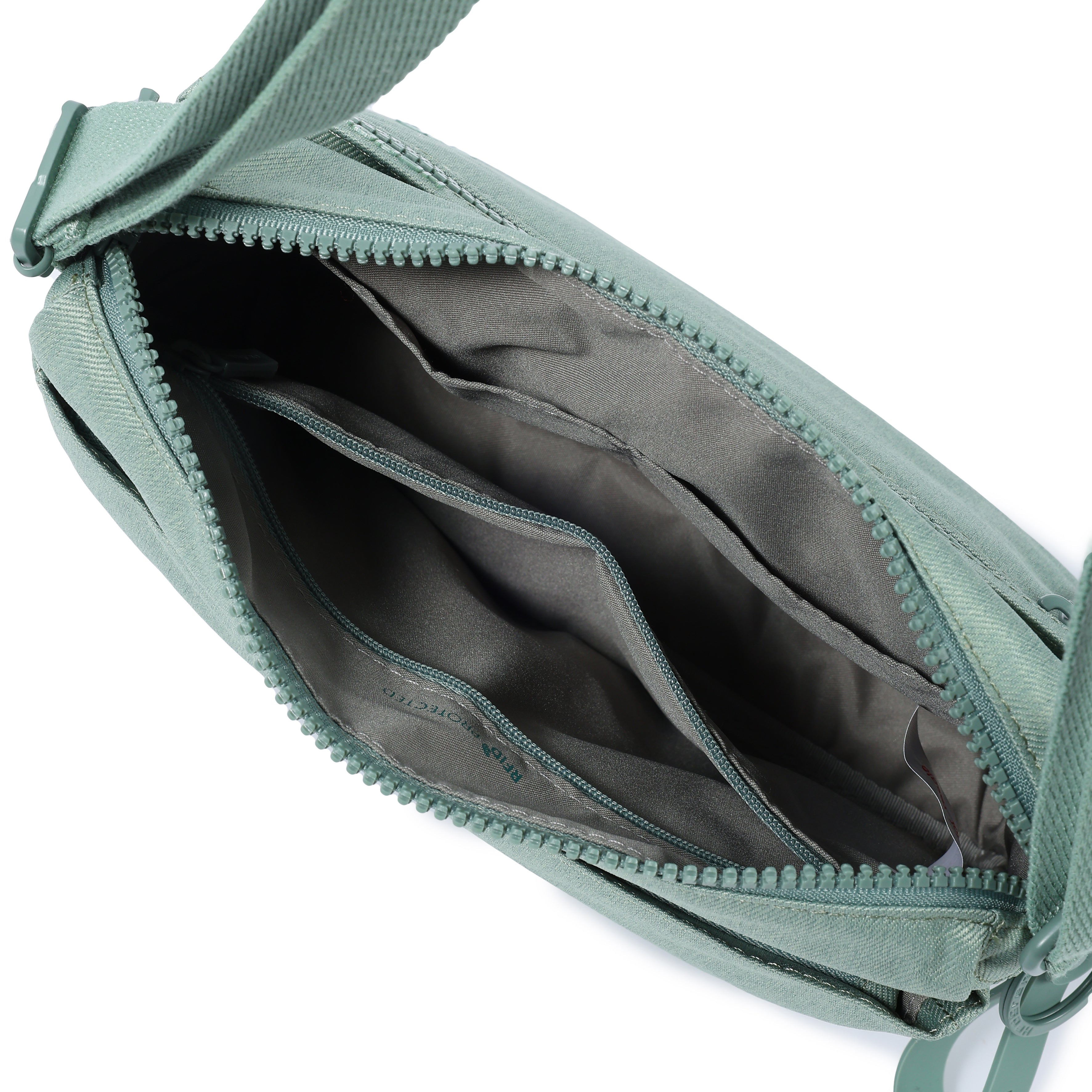 Interior of Eye RFID Shoulder Bag #color_lily pad jean