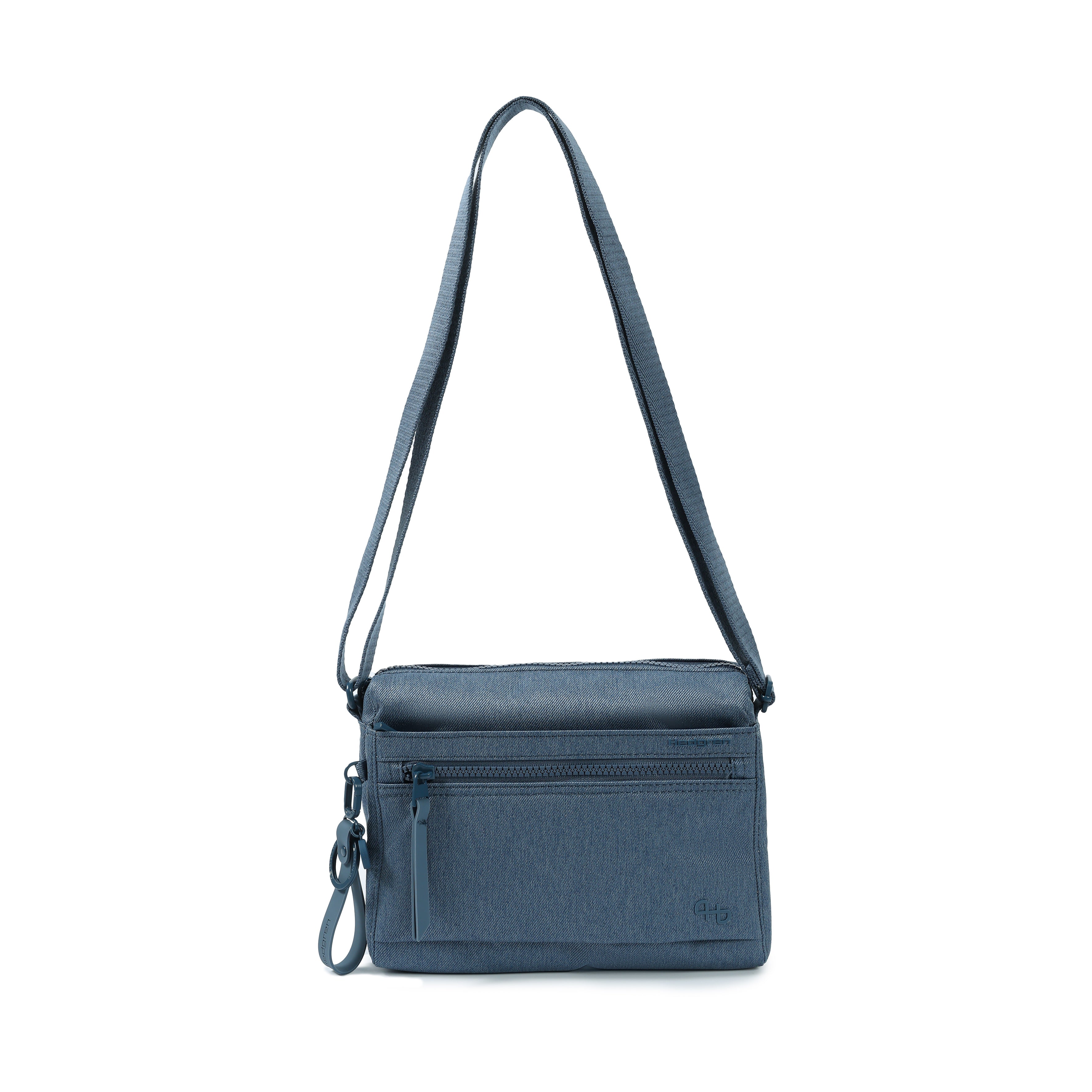 Eye RFID Shoulder Bag with strap extended #color_vintage indigo jean