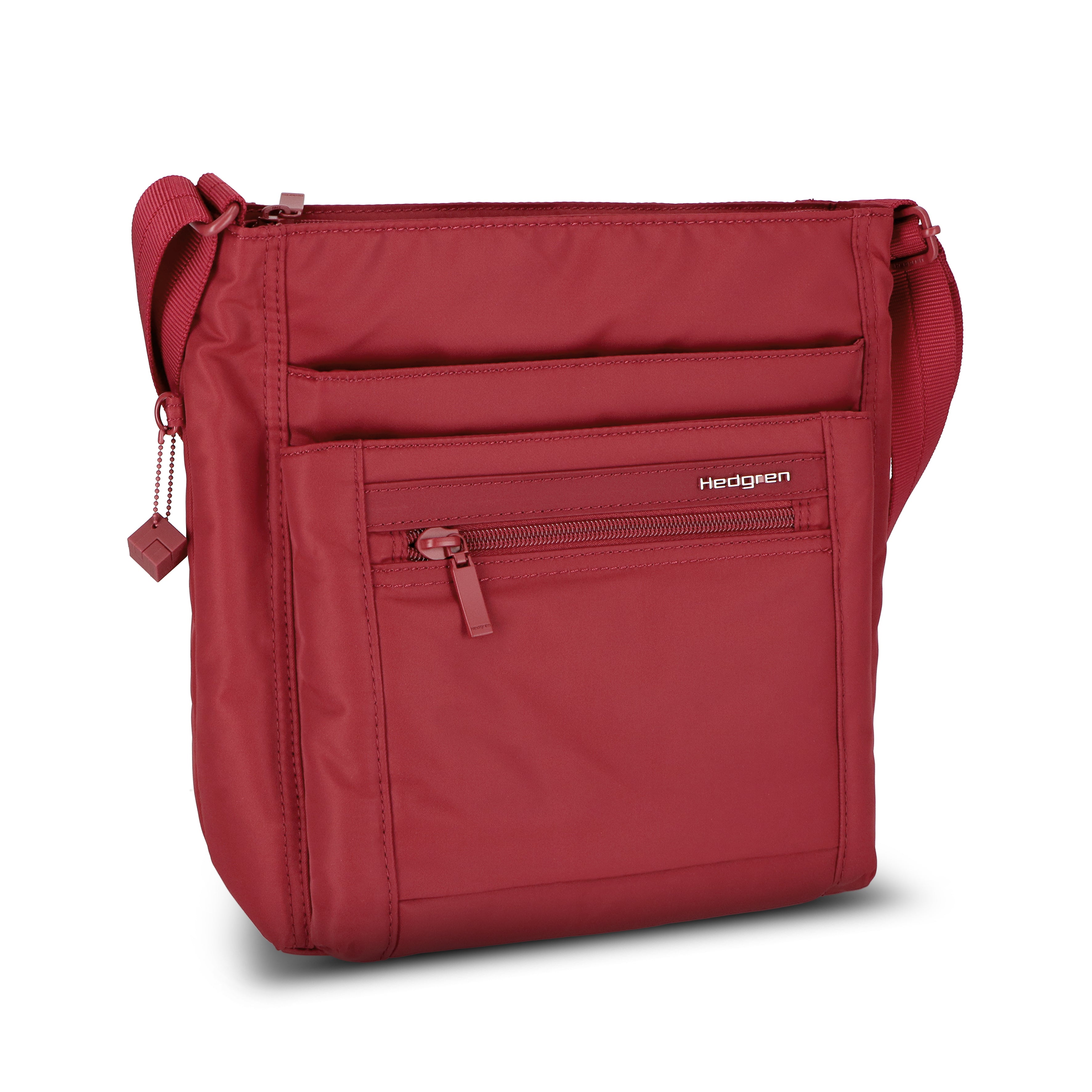 Front angled view of Orva RFID Crossbody #color_sun dried tomato