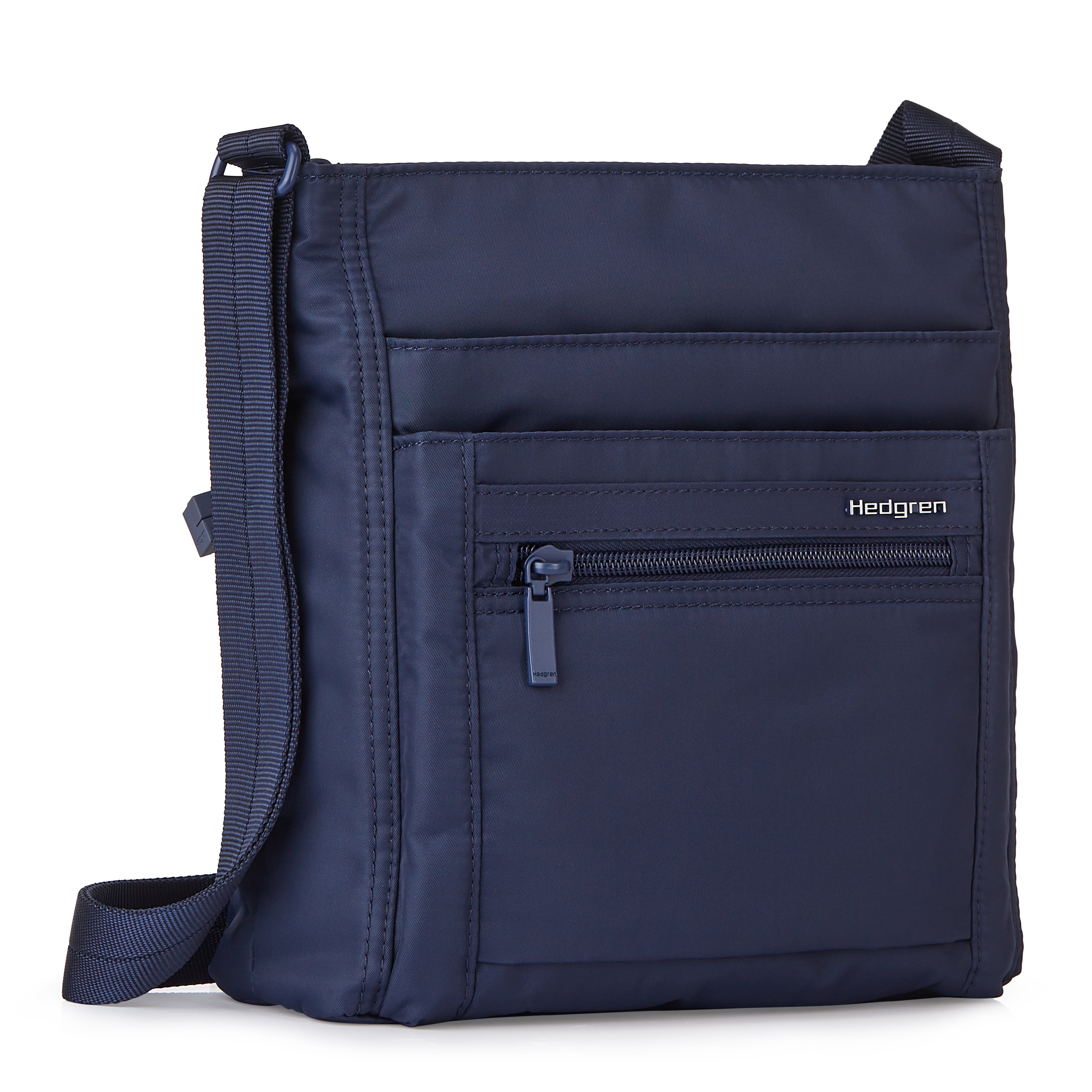 Front angled view of Orva RFID Crossbody #color_total eclipse navy