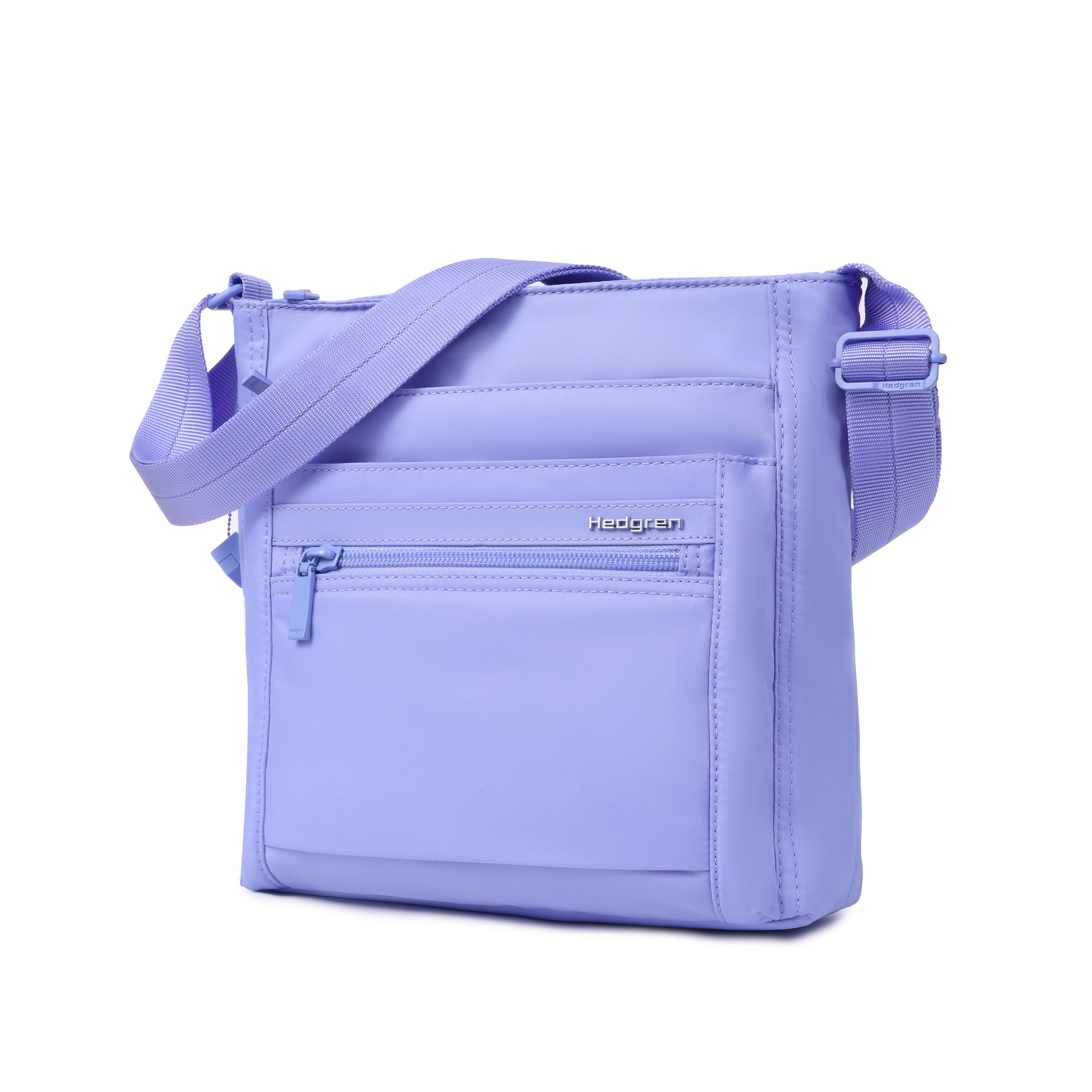 Front angled view of Orva RFID Crossbody #color_jacaranda blue