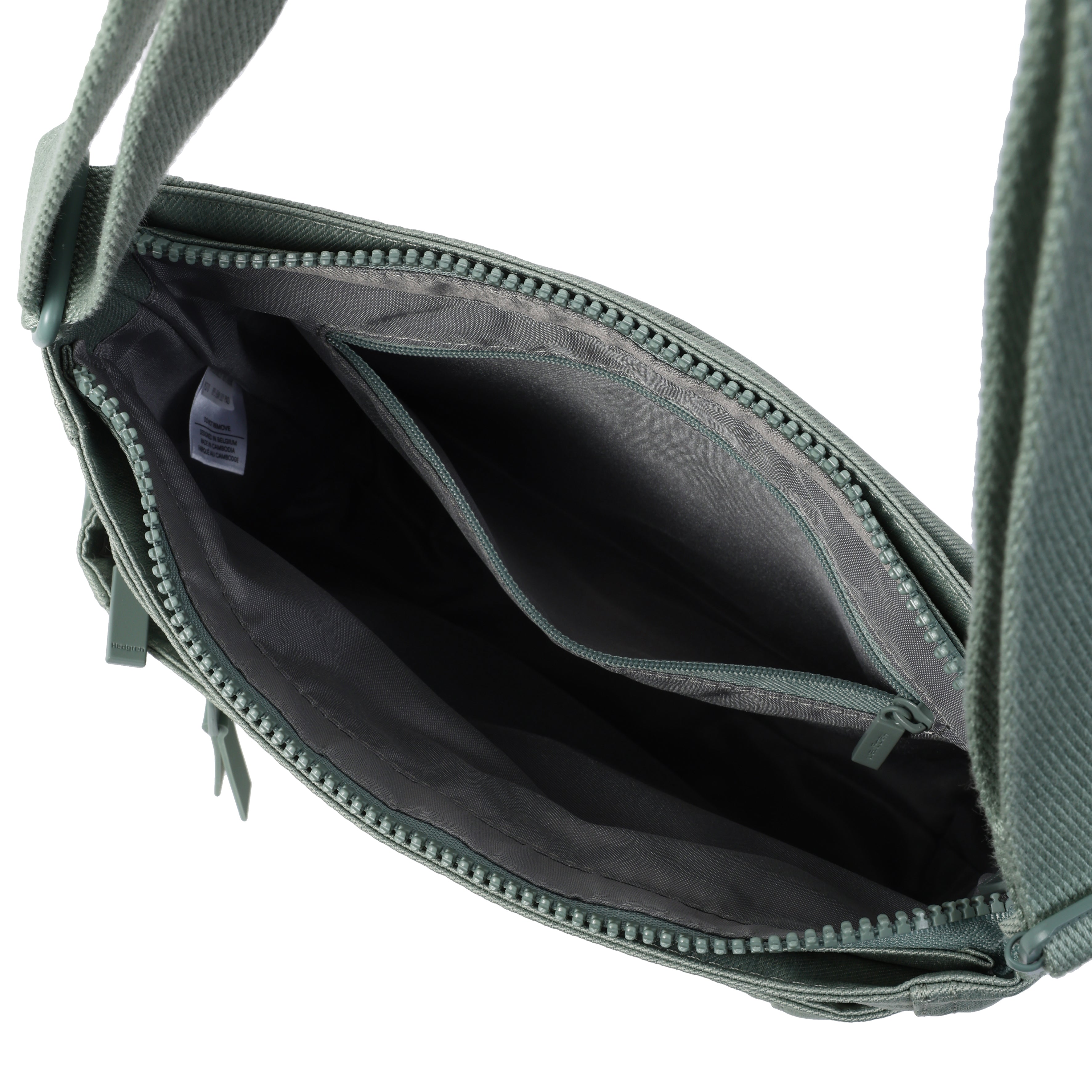 Interior of Orva RFID Crossbody #color_lily pad jean