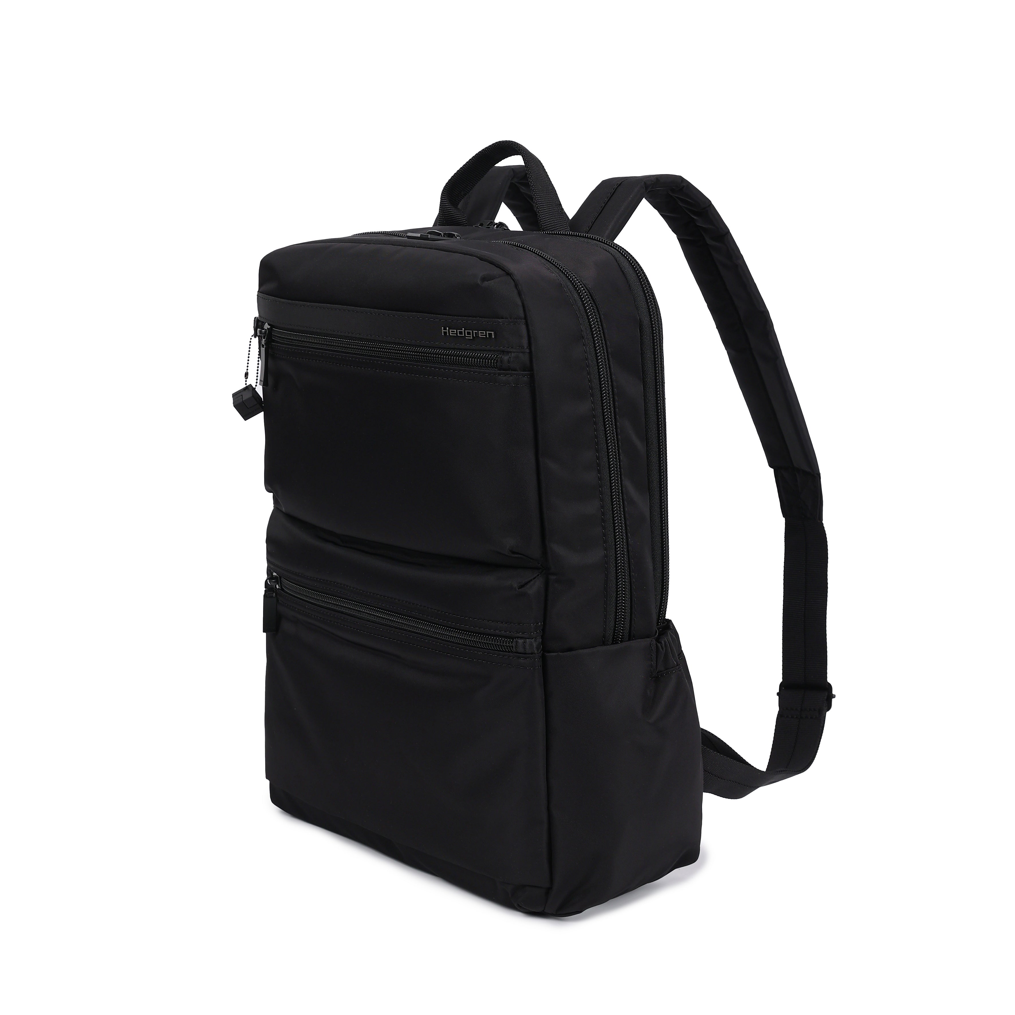 Front angled view of Hedgren AVA 15." Laptop Backpack in Black