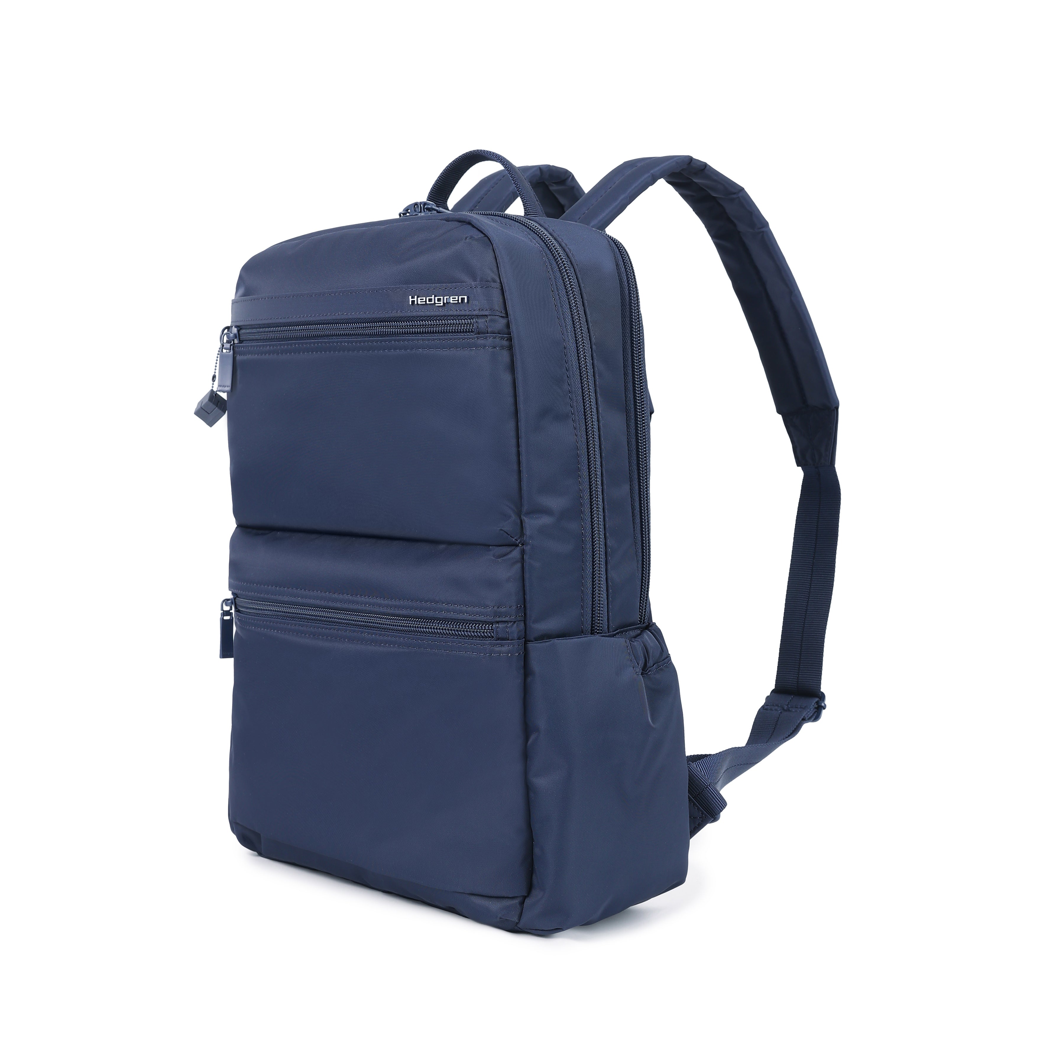 Front angled view of Hedgren AVA 15." Laptop Backpack in Total Eclipse Navy
