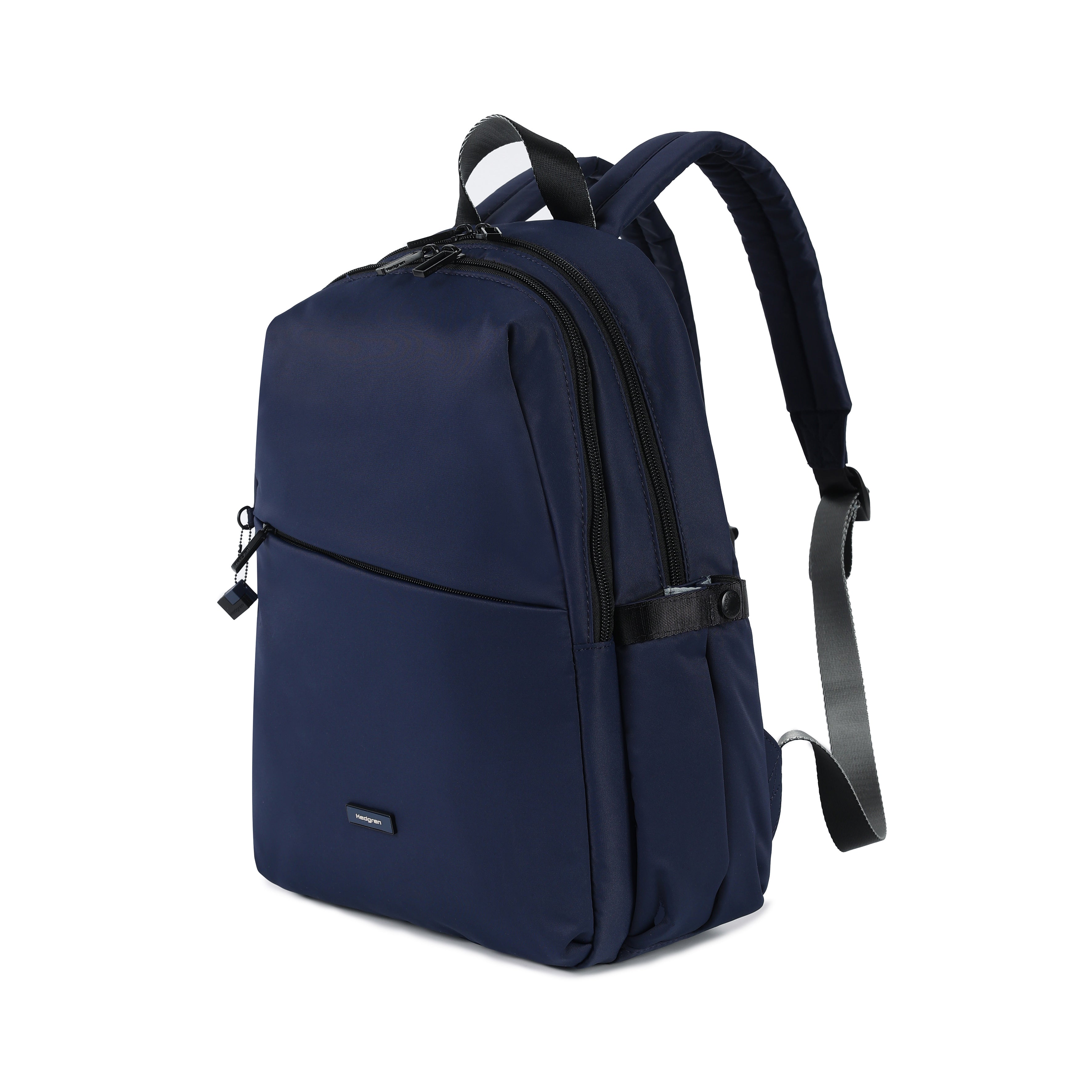 Front angled view of Hedgren COSMOS Backpack in Navy Cosmos