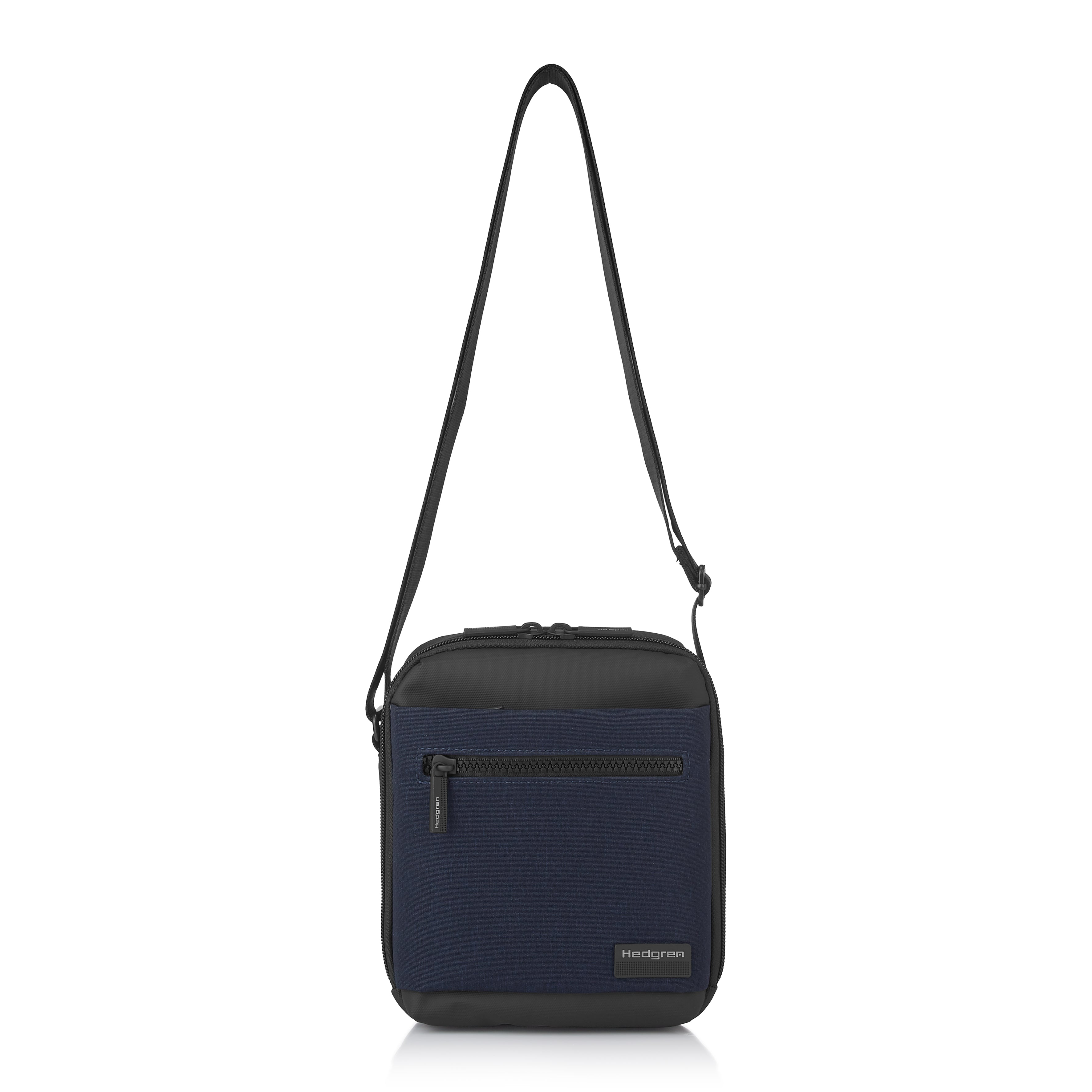 Hedgren's APP Crossbody in Elegant Blue with strap extended