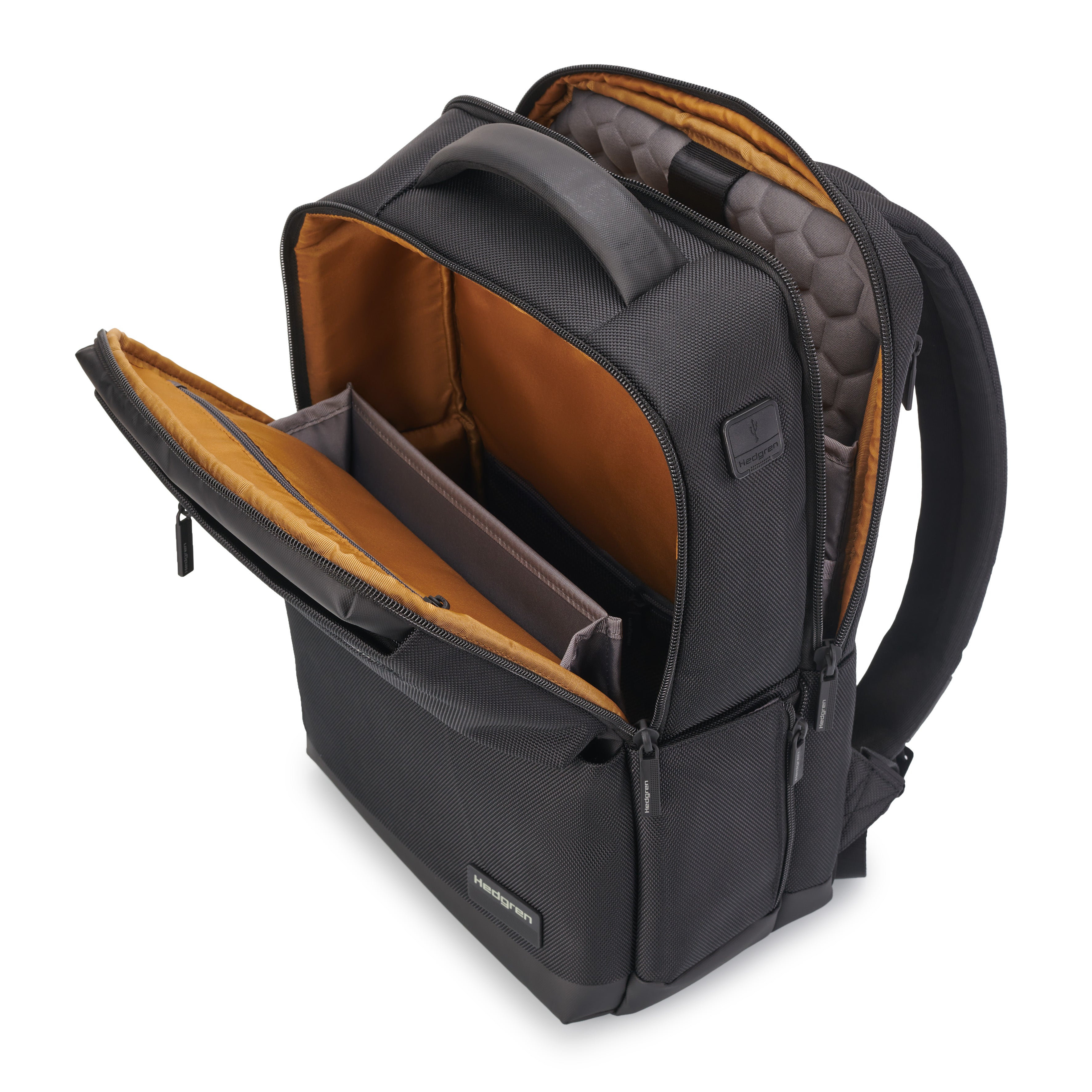 Interior of Hedgren DRIVE Laptop Backpack in Black