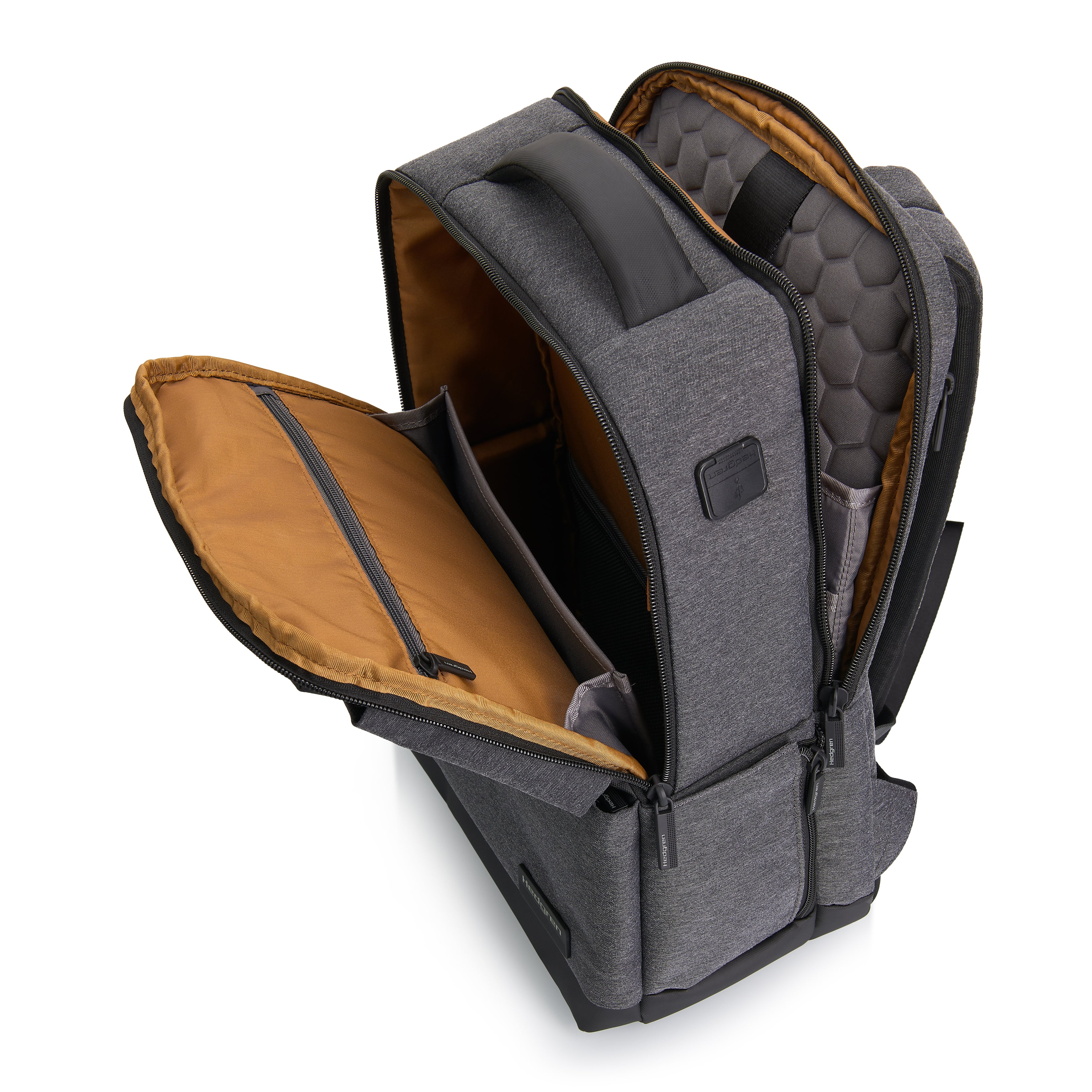 Interior of Hedgren DRIVE Laptop Backpack in Stylish Grey