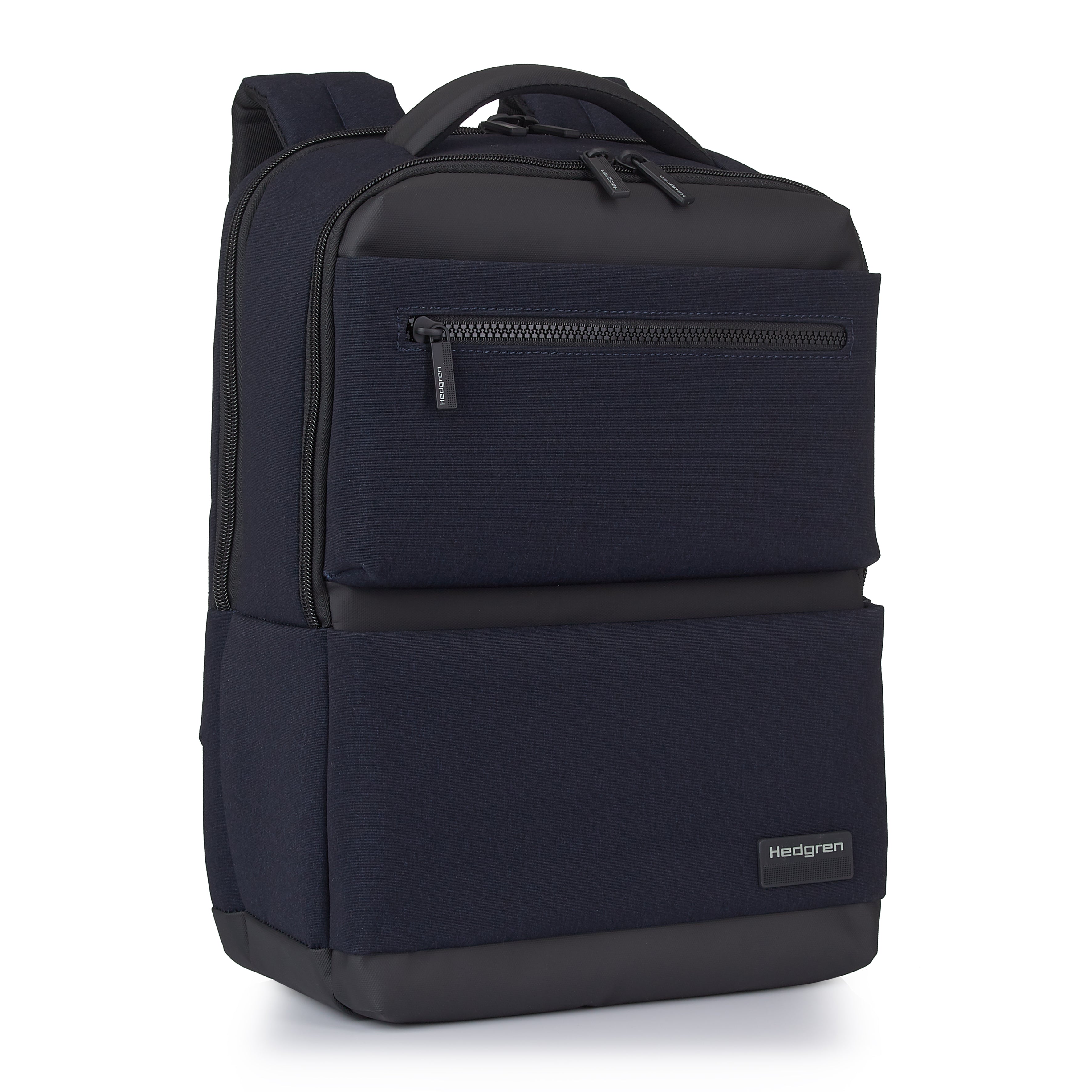 Front angled view of Hedgren DRIVE Laptop Backpack in Elegant Blue