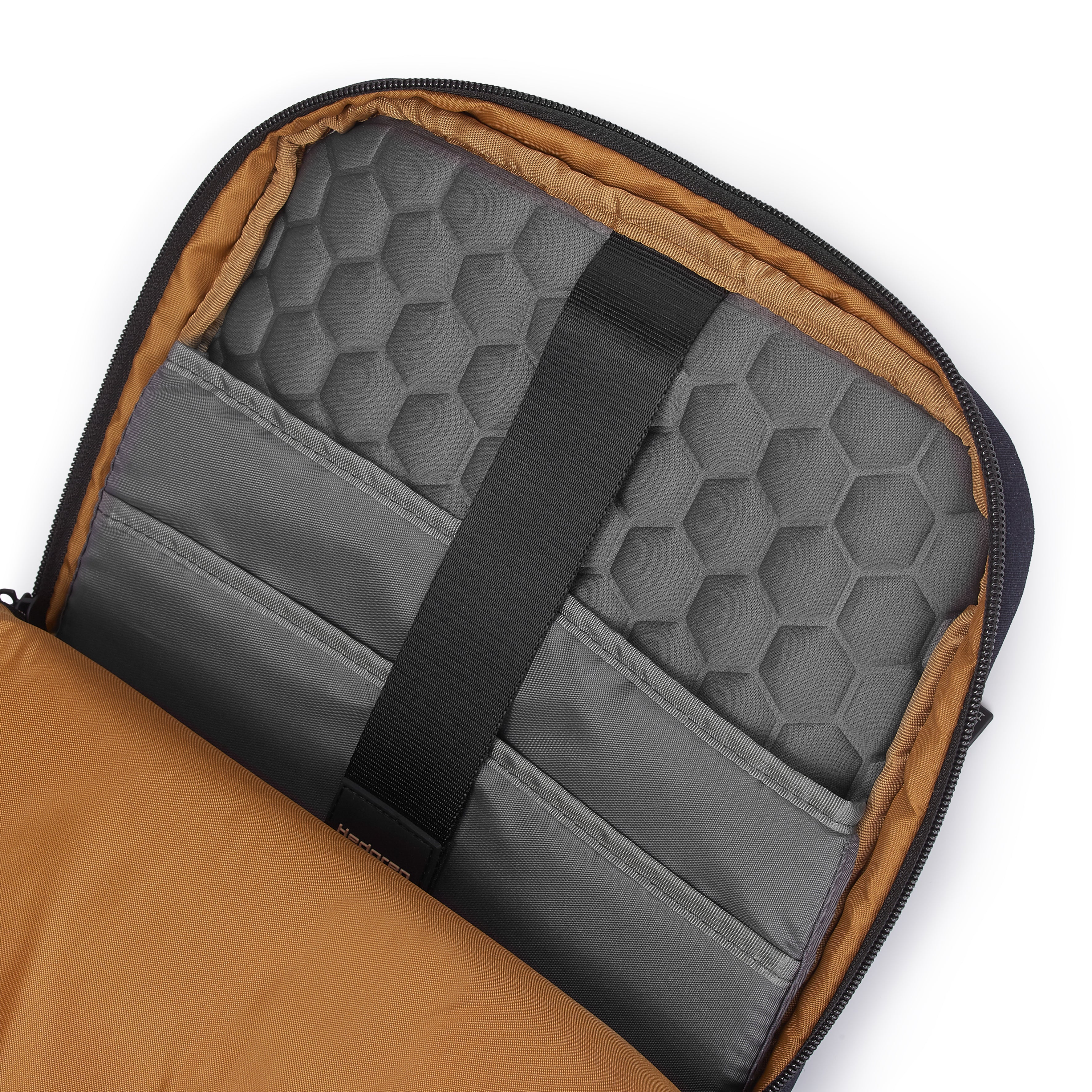 Interior of Hedgren DRIVE Laptop Backpack in Elegant Blue