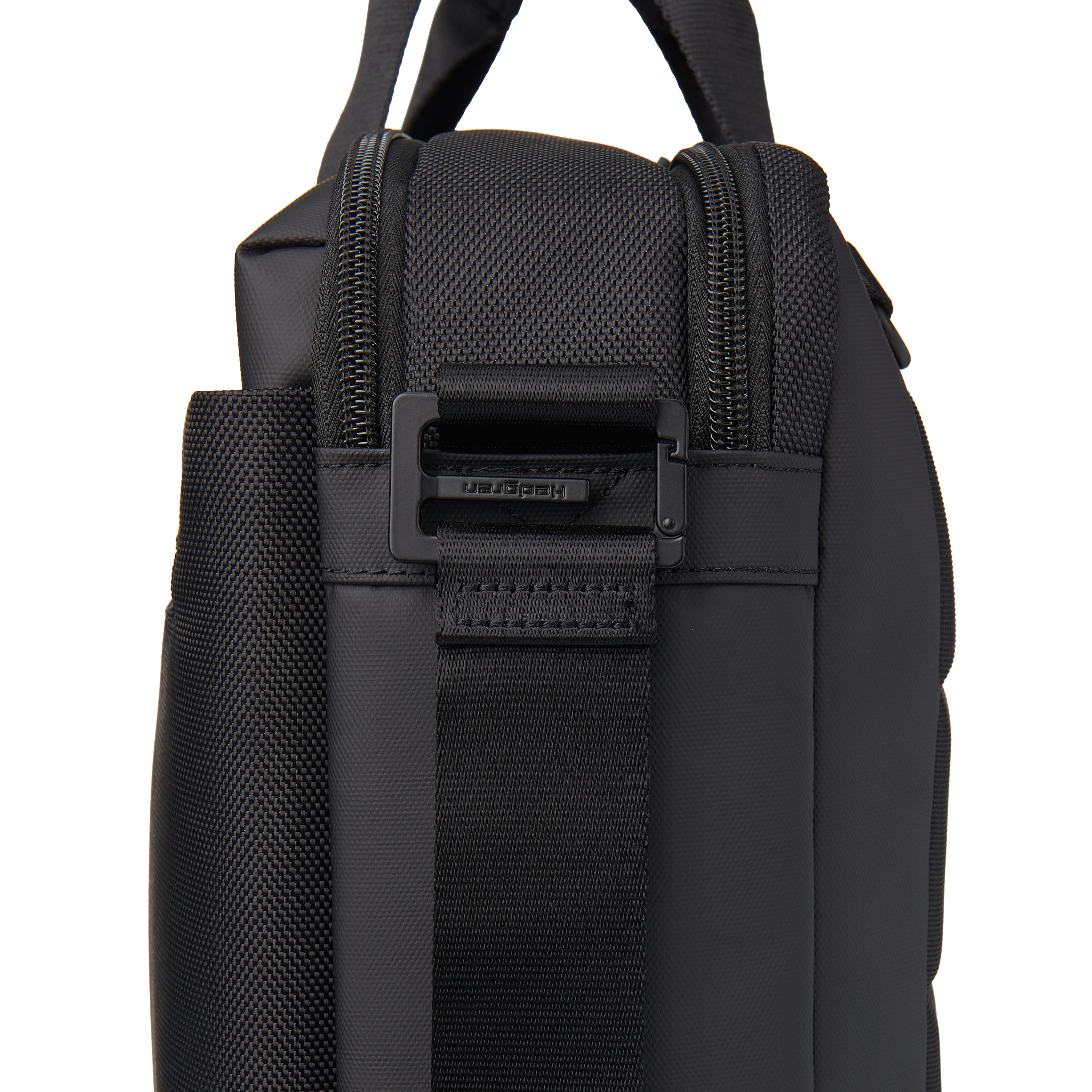 Side view of Hedgren DISPLAY Briefcase Backpack in Black