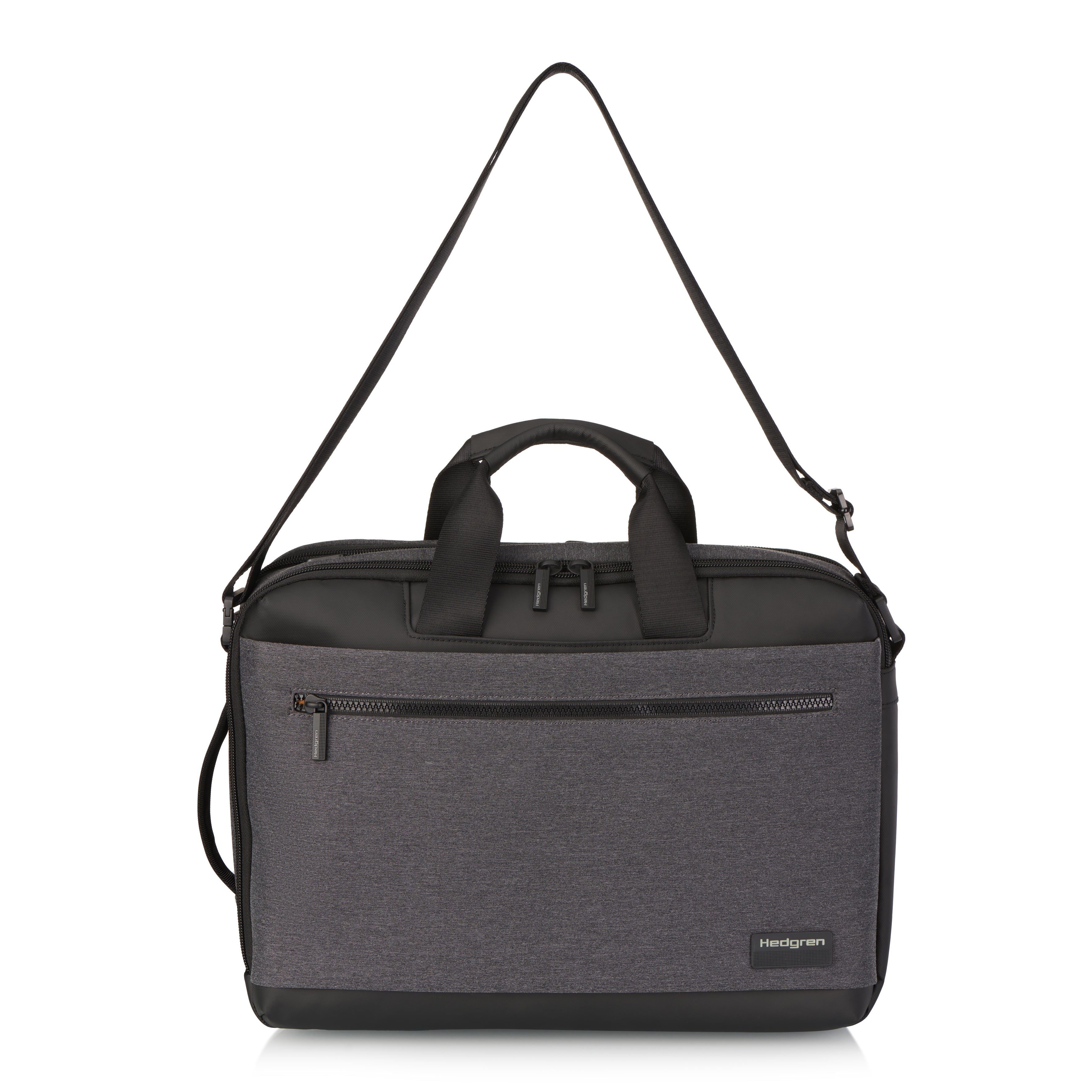 Hedgren DISPLAY Briefcase Backpack in Stylish Grey with strap extended