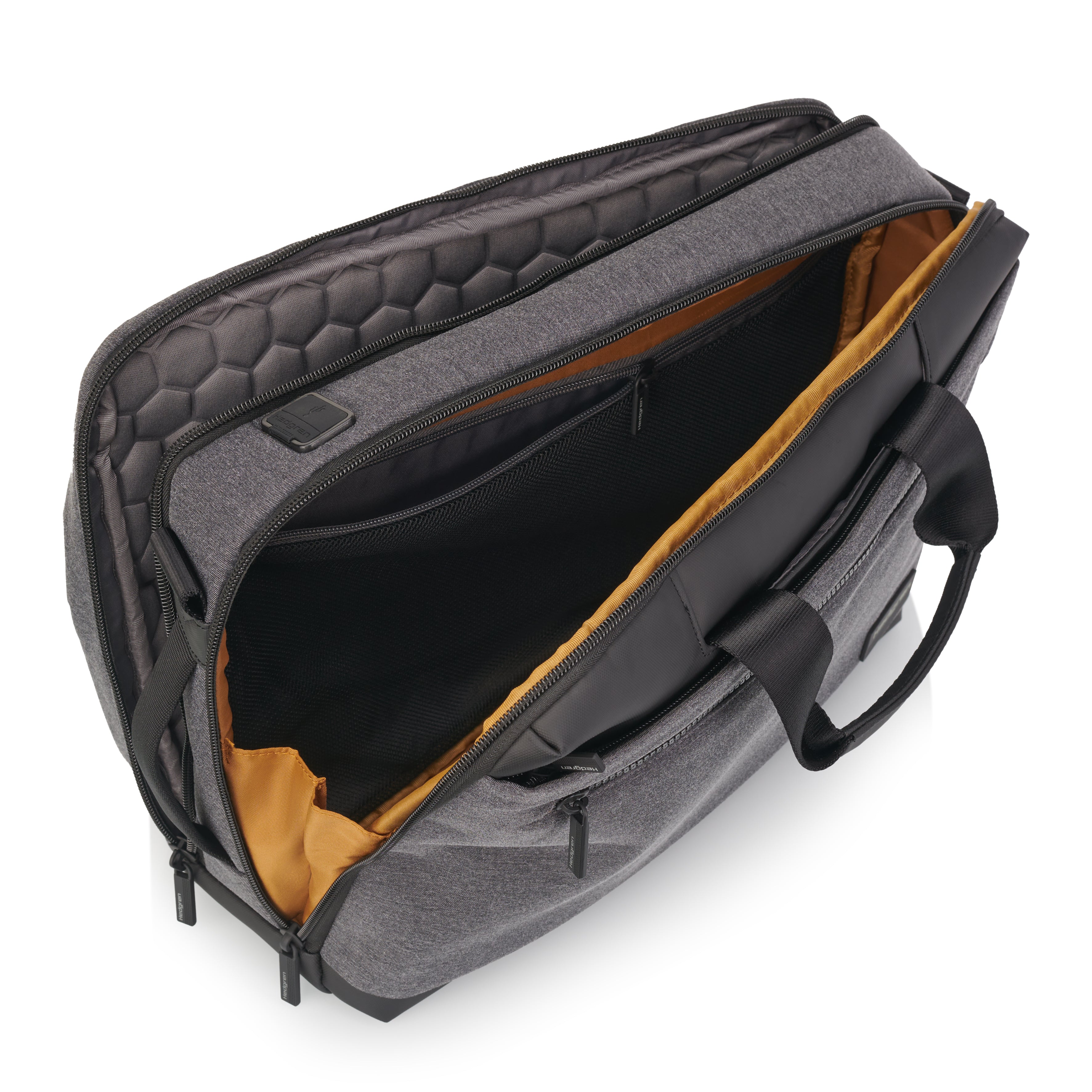 Interior of Hedgren DISPLAY Briefcase Backpack in Stylish Grey