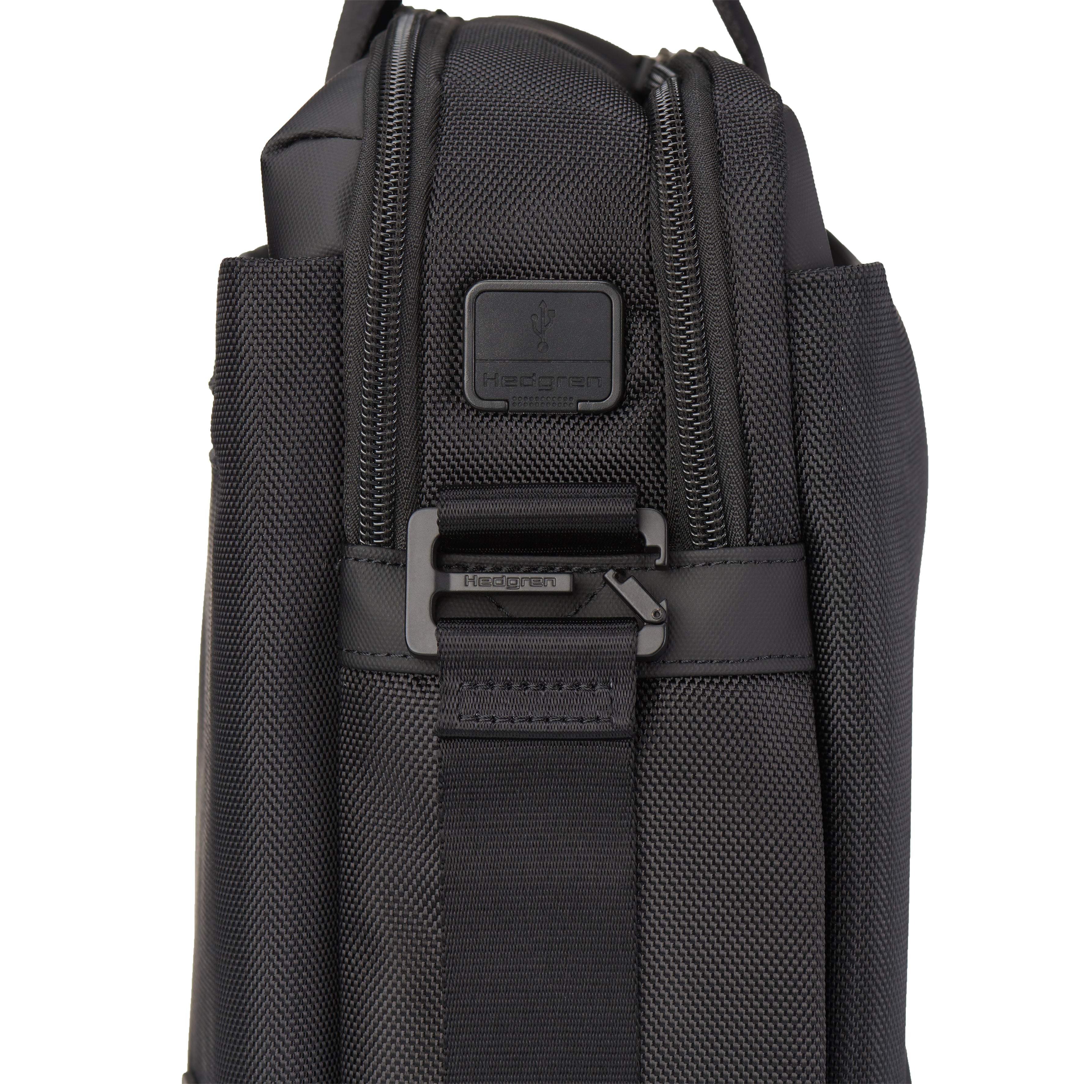 Side view of Hedgren BYTE Laptop Bag in Black