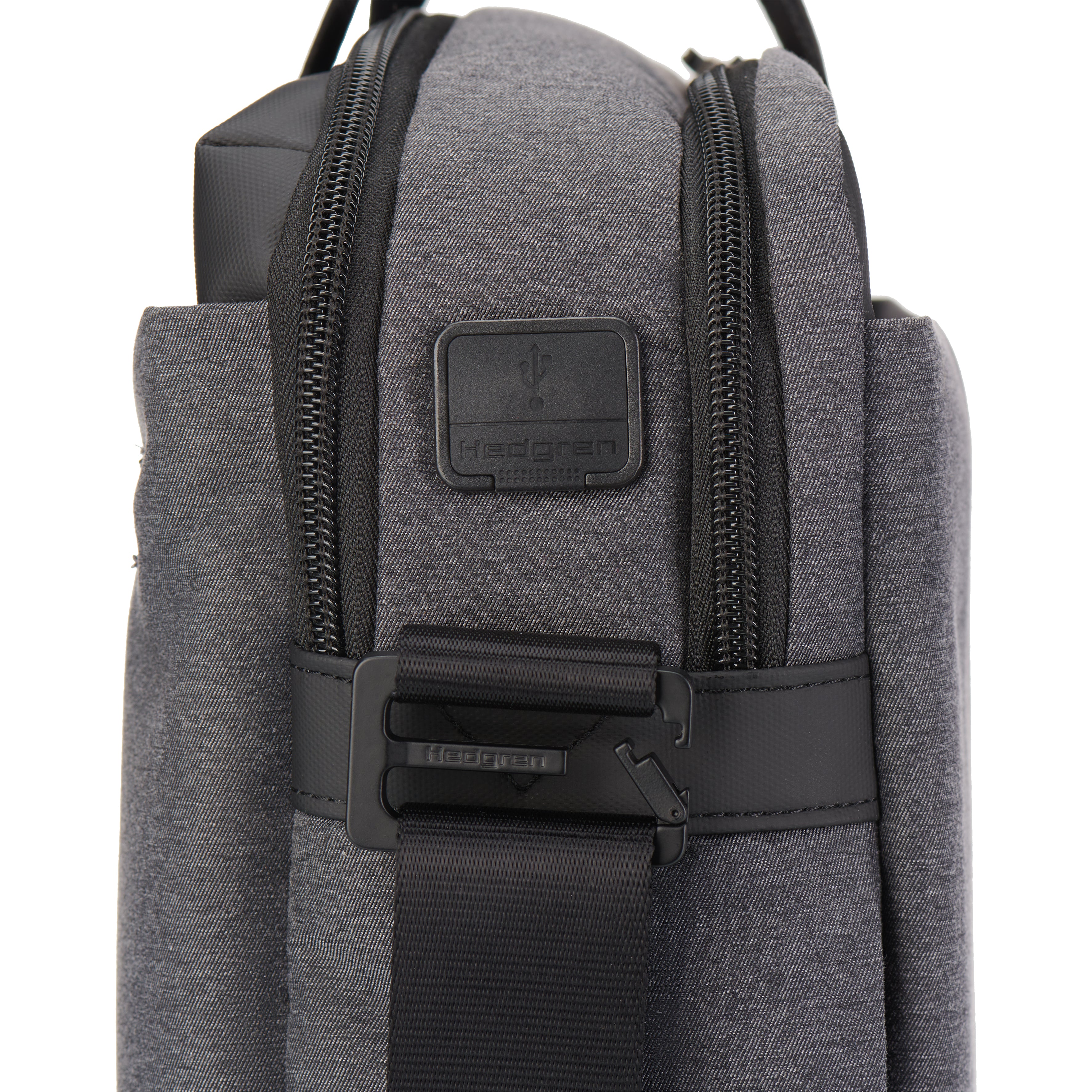 Side view of Hedgren BYTE Laptop Bag in Stylish Grey