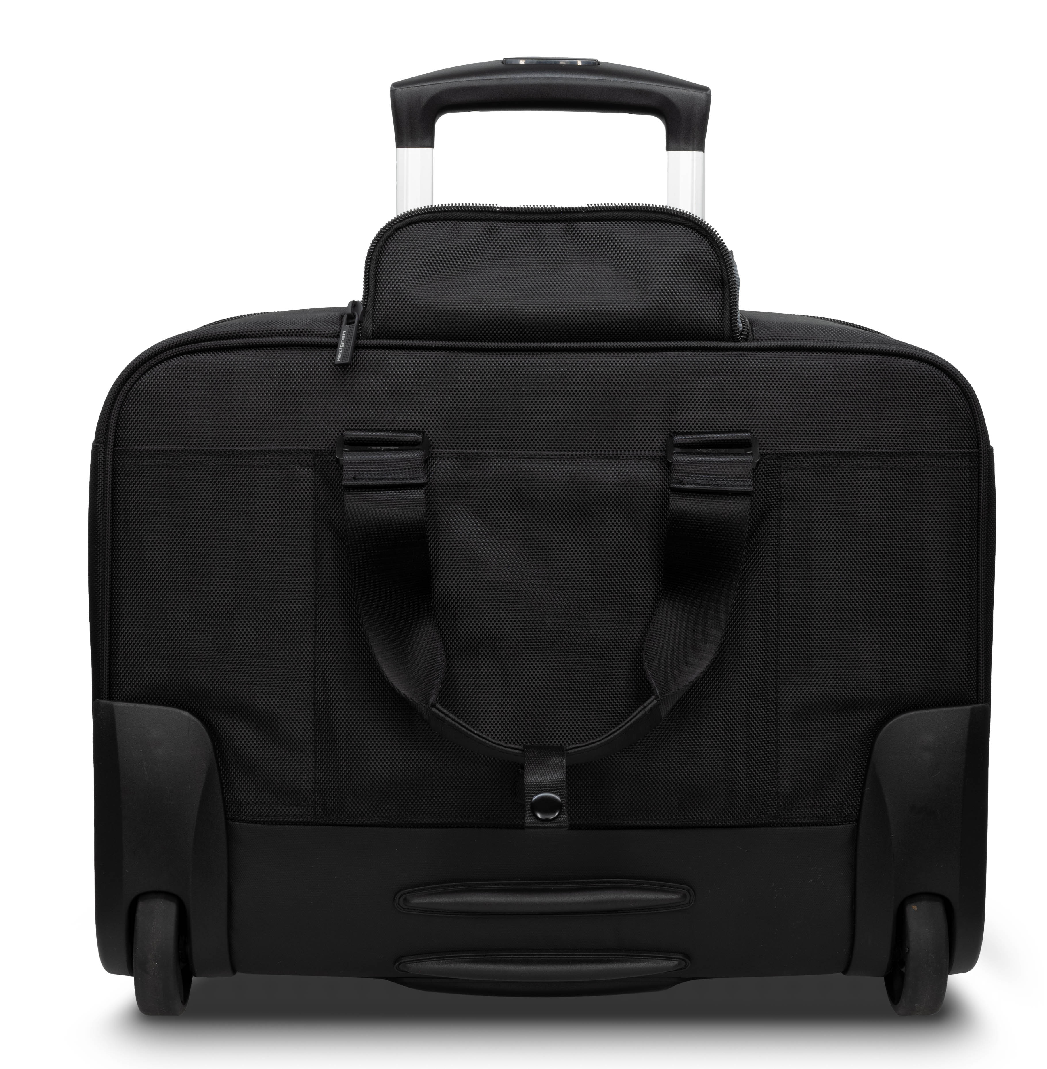 Back of Hedgren CARD Rolling Laptop Bag in Black