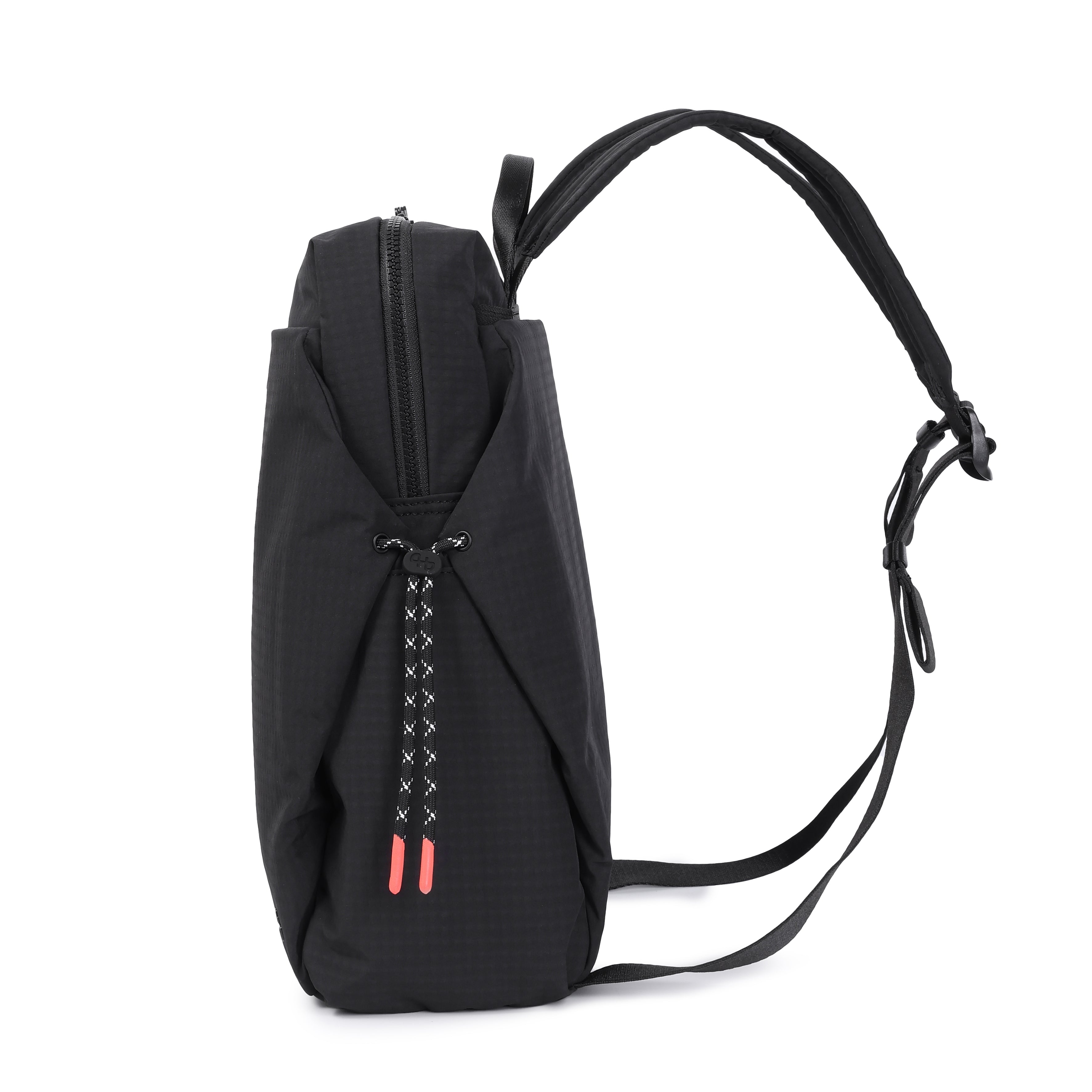 Adjustable side pocket on Hedgren AKIRA Backpack in Black