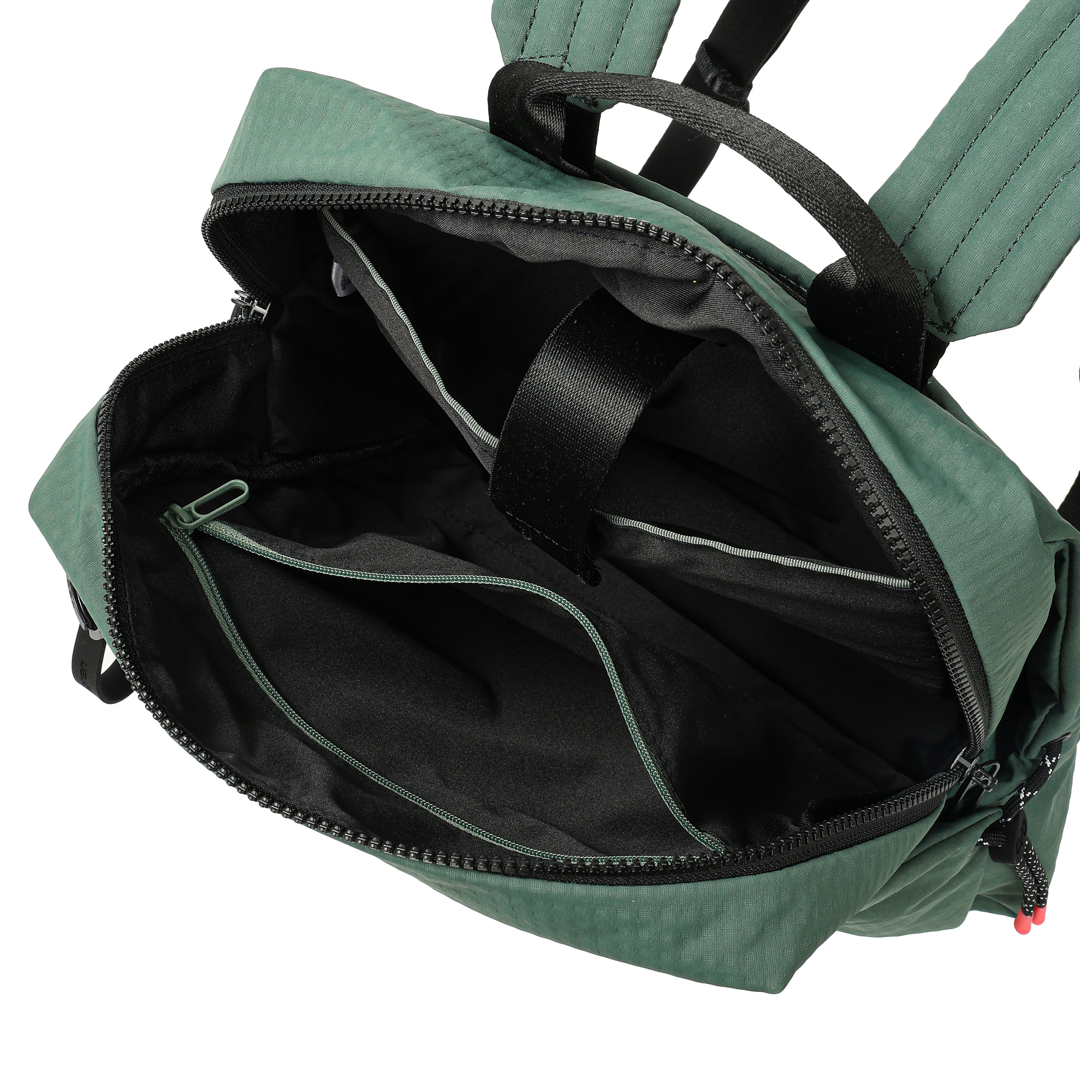 Interior of Hedgren AKIRA Backpack in Duck Green