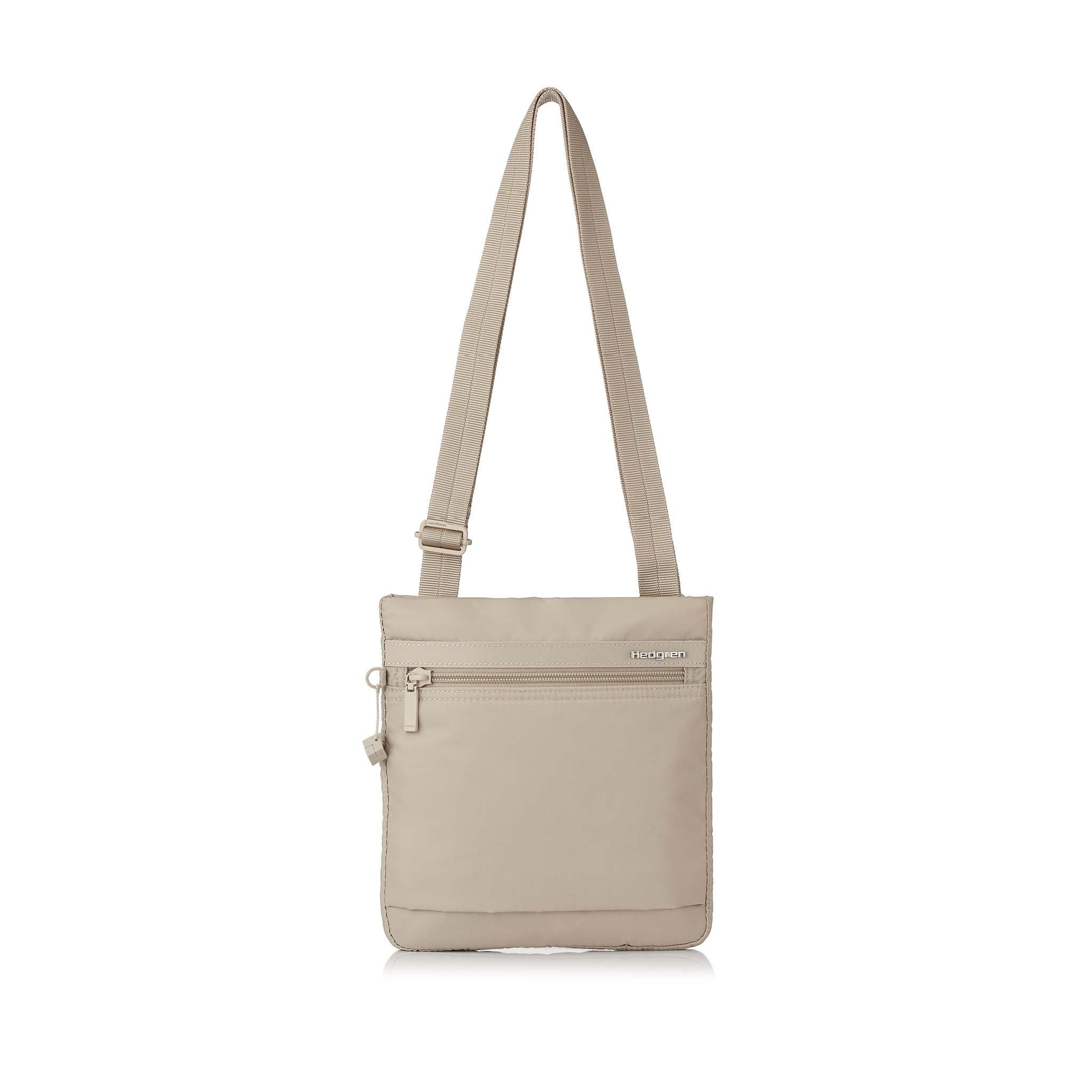 Leonce RFID Crossbody in cashmere beige with straps extended