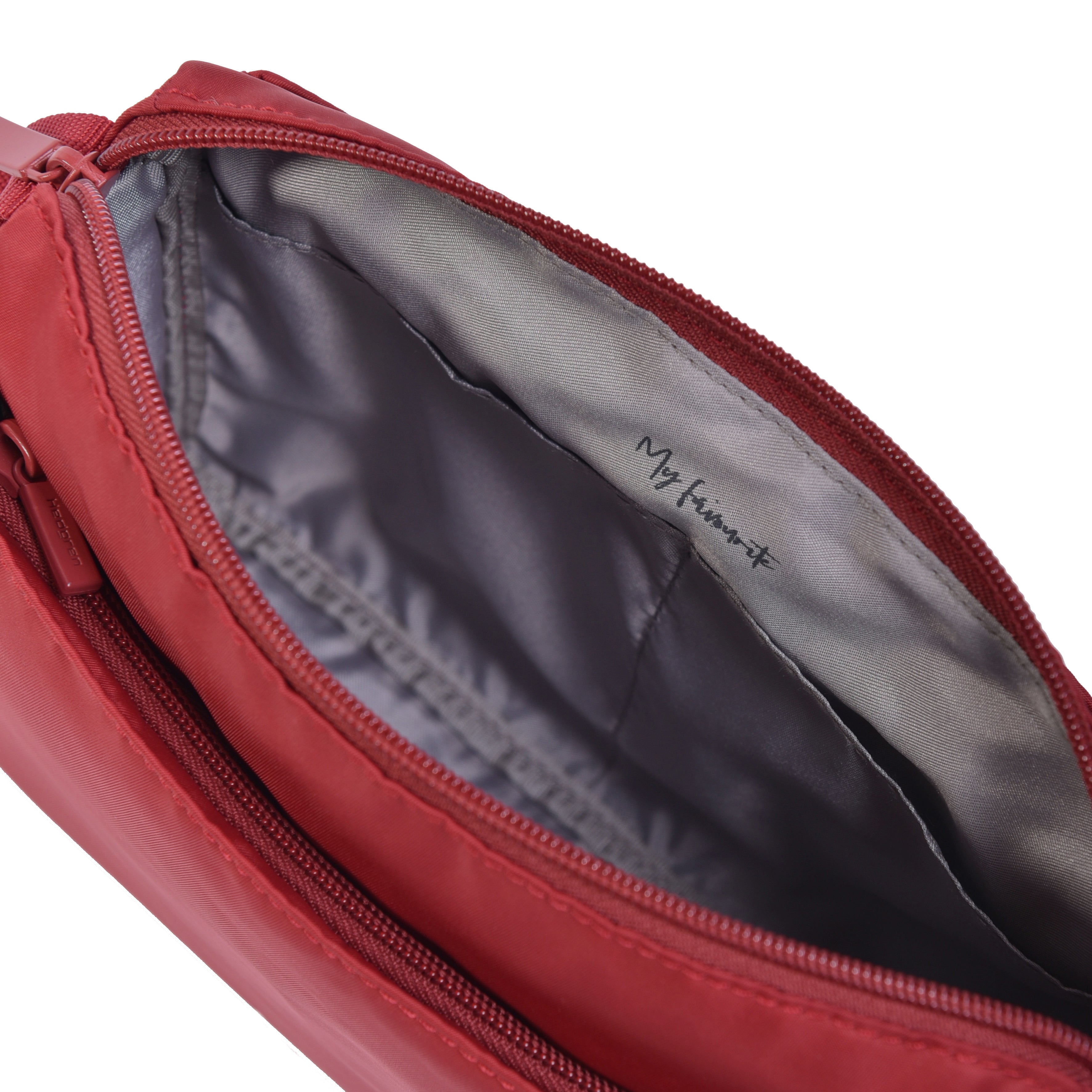 Interior of Eye RFID Shoulder Bag #color_sun dried tomato
