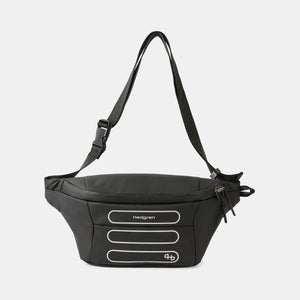 Hedgren Visit Belt Bag in Performance Black with strap extended