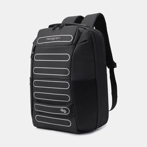 Front angled view of Hedgren's Handle Laptop Backpack in Performance Black