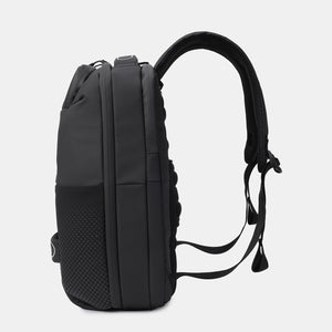 Side view of Hedgren's Handle Laptop Backpack in Performance Black