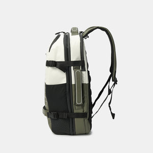 Side view of Hedgren's Trip Large Backpack in Grey/Olive