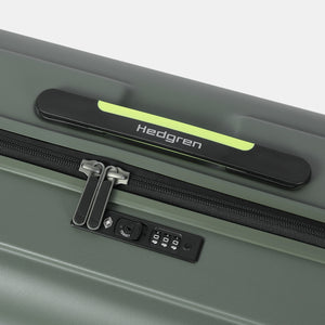 TSA lock on Hedgren's Grip Carry On Spinner in Olive