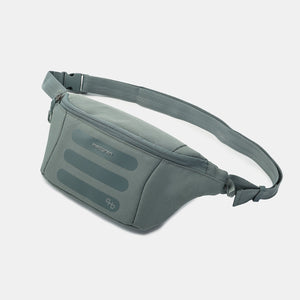 Hedgren's Visit Belt Bag in Grey Green laying flat