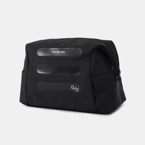 Front angled view of Hedgren Break Toiletry Bag in Black