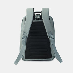 Back of Hedgren's Handle Laptop Backpack in Grey Green