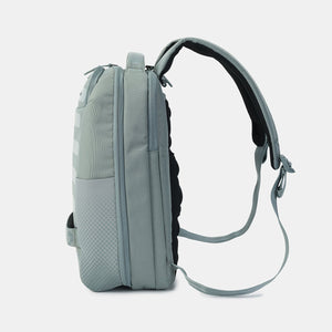 Side view of Hedgren's Handle Laptop Backpack in Grey Green