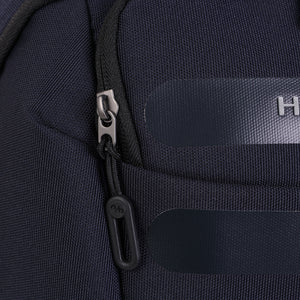 Close up of zipper on Hedgren's Handle Laptop Backpack in Peacoat Blue