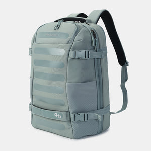 Front angled view of Hedgren Trip Medium Travel Backpack in Grey Green