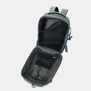 Interior of Hedgren Trip Medium Travel Backpack in Grey Green