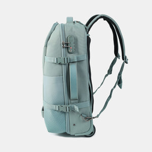 Side view of Hedgren Multy Wheeled Backpack in Grey Green