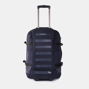 Extended handle on Hedgren Multy Wheeled Backpack in Peacoat Blue