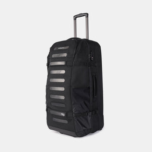 Front angled view of Hedgren Journey Wheeled Duffle in Black