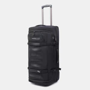 Front angled view of COMPACT Rolling Duffle in Black