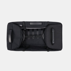 COMPACT Rolling Duffle in Black sides folded down and ready to store