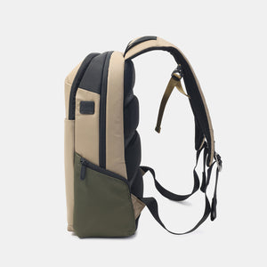 Side view of Hedgren TRAM Laptop Backpack in Vintage Beige